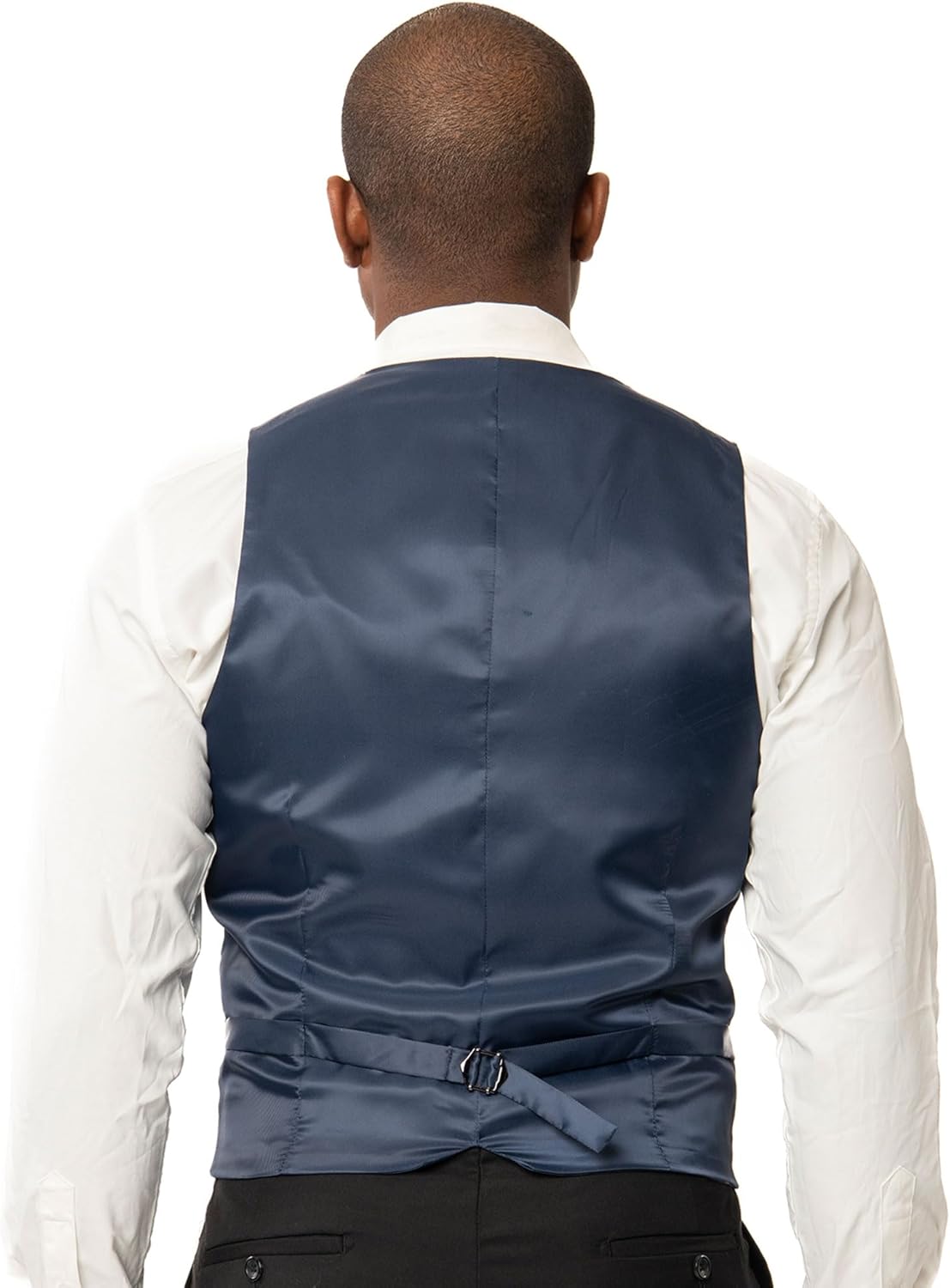 AZAR MAN Men's Slim Fit Dress Suit Vest 5 Button Adjustable Back Strap