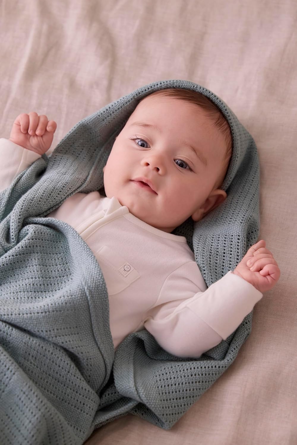 MORI Baby Cellular Blanket Pack of 2 Blue Biscuit Organic Cotton Bamboo Swaddle Lightweight Breathable for Newborn Ideal for Cot Crib Moses Basket Pram Durable One Size - Image 2