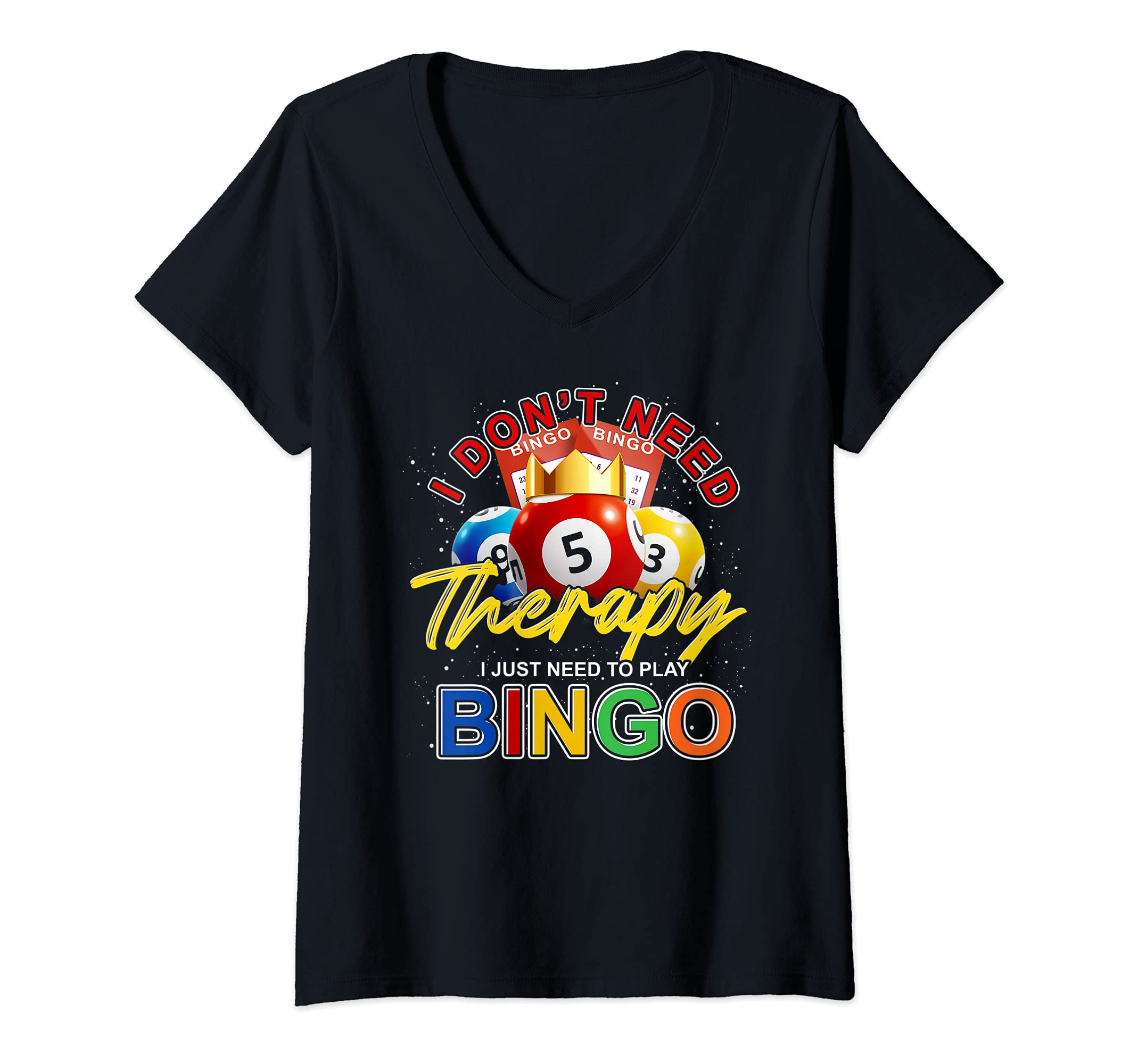 Womens Funny Bingo Player Gift Gambling Lover Lottery Winner Bingo V-Neck T-Shirt