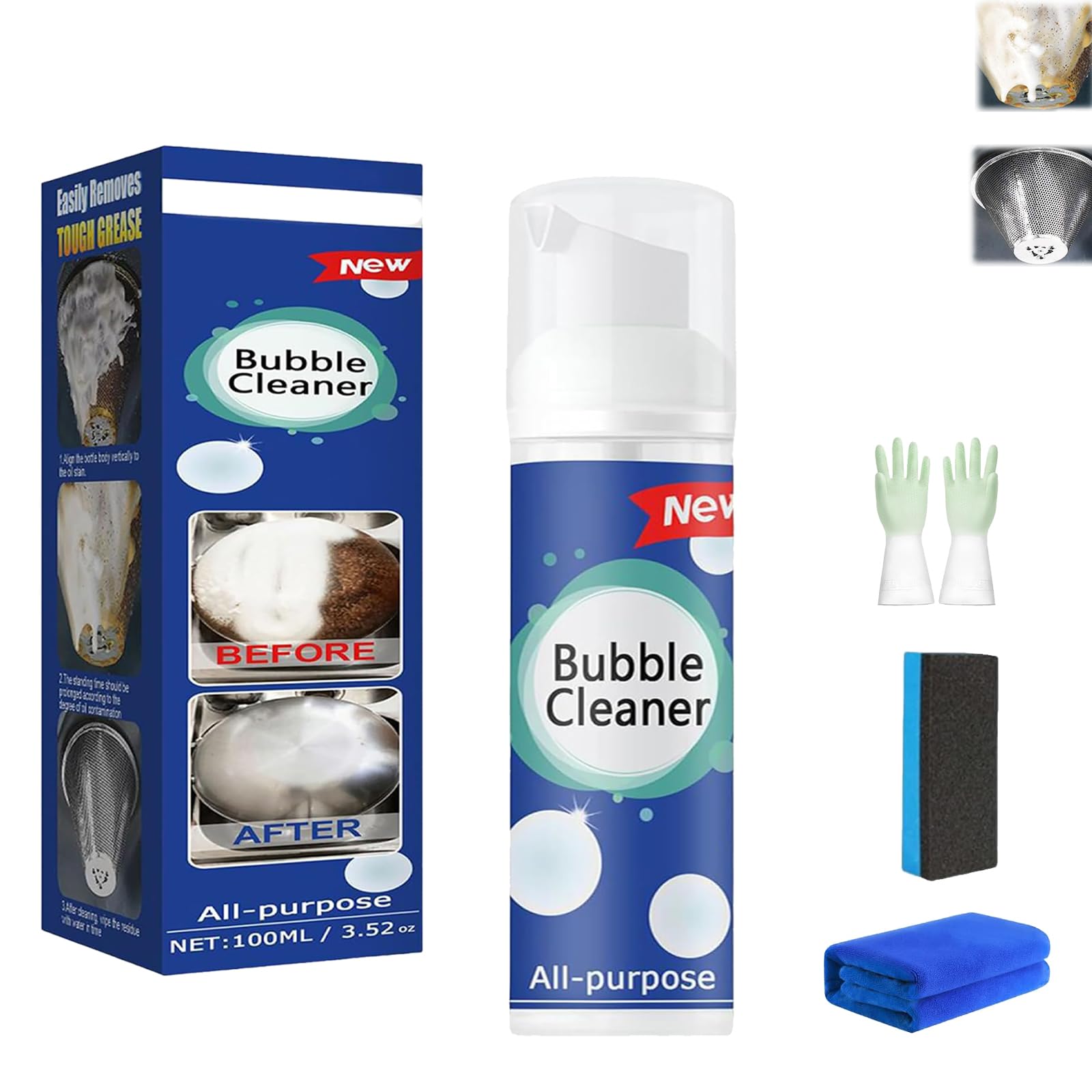 Highly Effective Oil Breakdown Foaming Spray, Rinse Free Kitchen Deep Cleaning Spray, All-Purpose Rinse-Free Cleaning Spray, Stubborn Grease & Grime Remover (30ML,1)