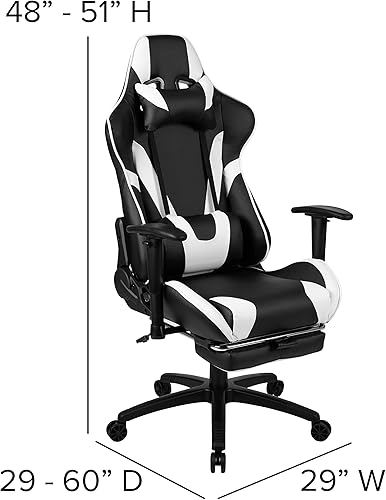 Miniatura 16 de Flash Furniture Juego de escritorio para juegos negro y silla de carreras blanco/negro con soporte para tazas, gancho para auriculares y soporte