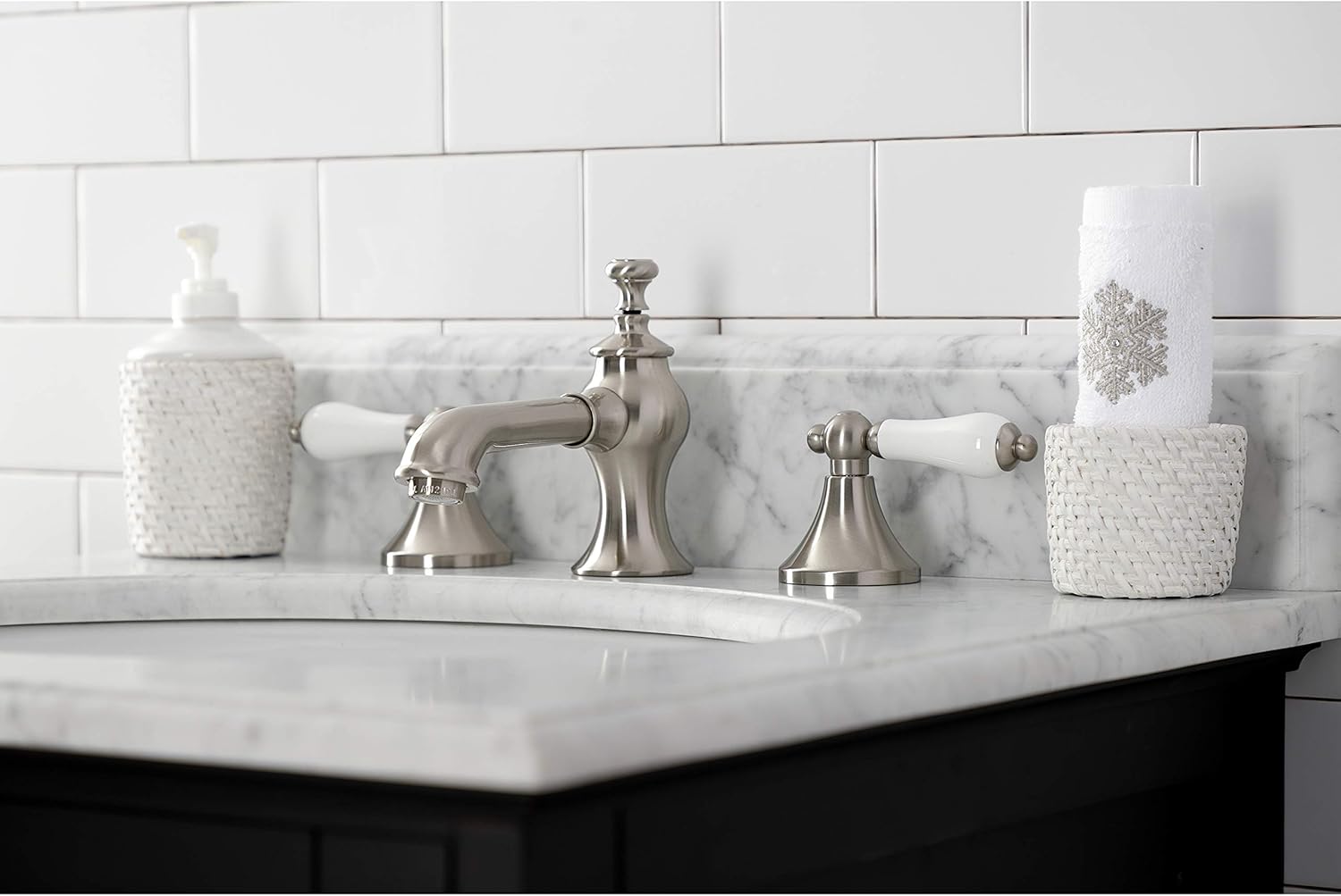 Kingston Brass KC7068PL Vintage 8 in. Widespread Bathroom Faucet, Brushed Nickel