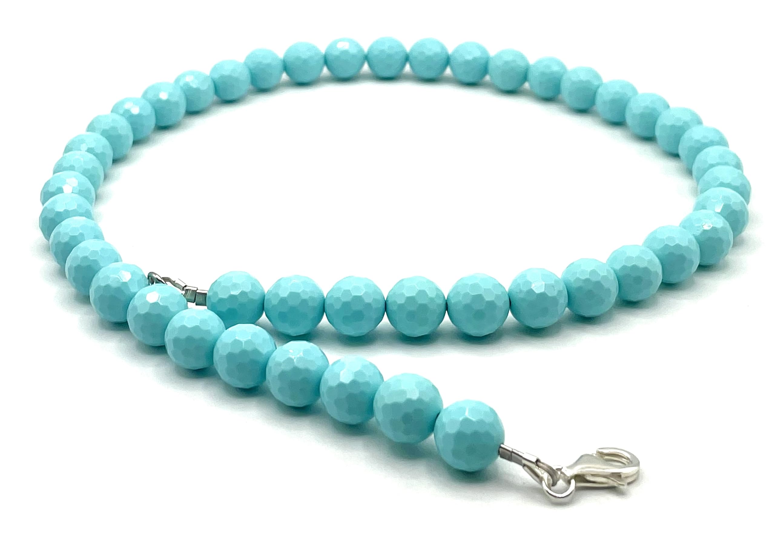 Collana in Pasta di Turchese Sfaccettata, Girocollo in Argento 925 Italiano, Gioielli Moderni, Bijoux Fatti a Mano, Made in Italy, Regalo