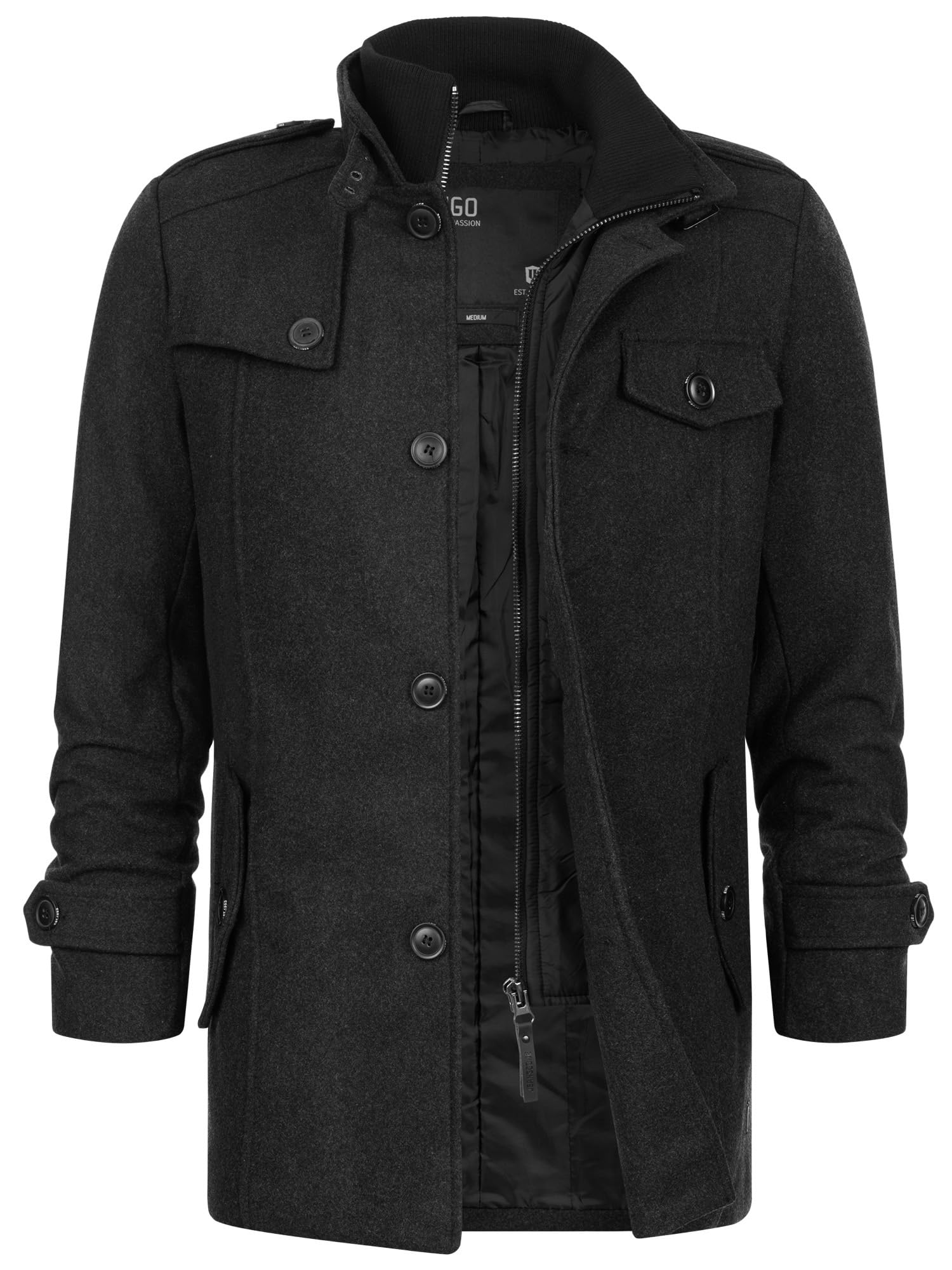 Indicode Uomini Brandon Coat | Cappotto corto con collo alla coreana