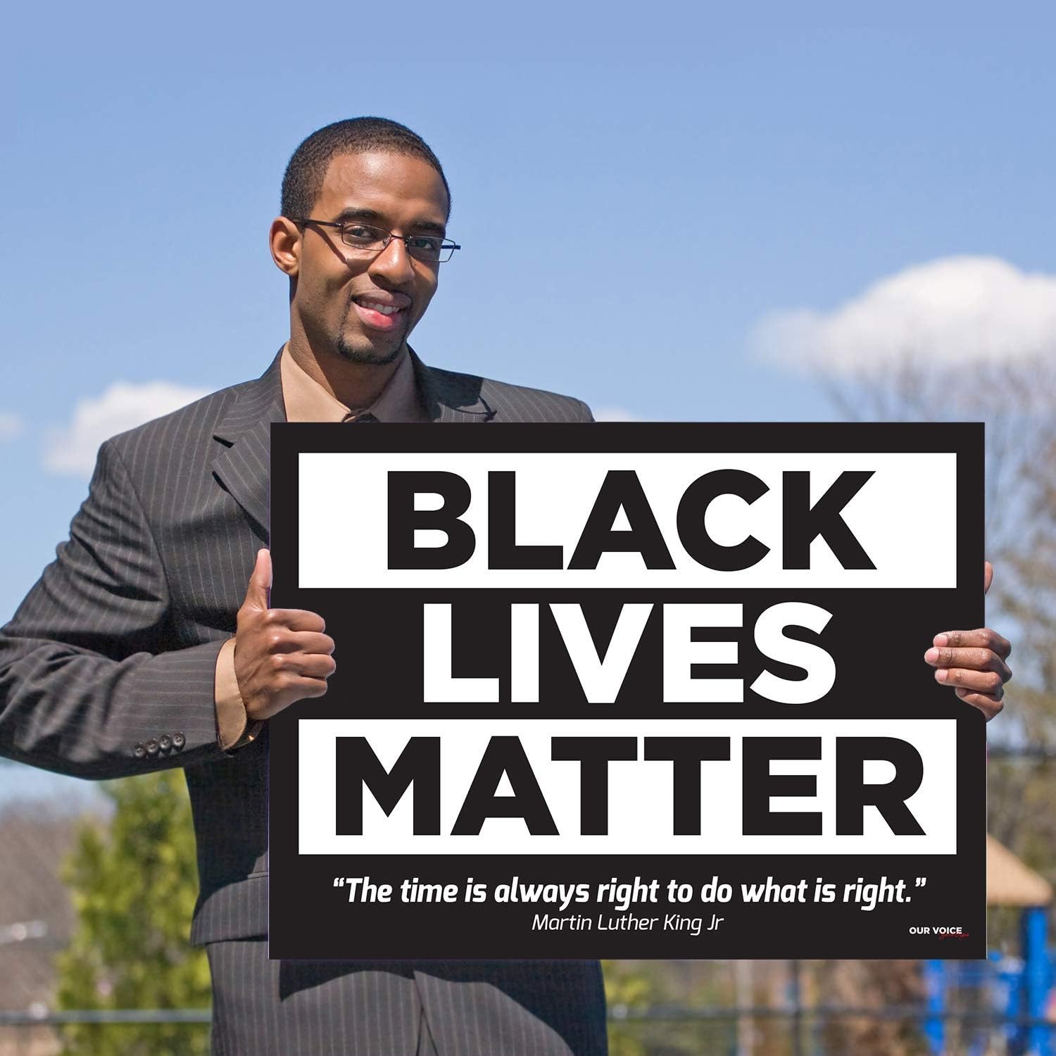 Yard Sign Black Lives Matter with Stakes, Weatherproof Plastic Protest Signs for Home Décor with Big and Bold Letters, 18 x 24 inches (#5)