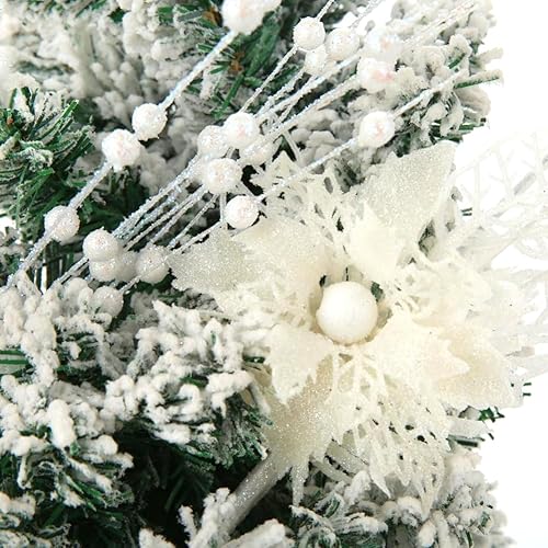 Vista 27 de ROSELEAF 28 Pack Christmas Tree Ornaments, Artificial Glitter Berry and Flowers Stem Silver Branches Picks for Xmas Tree Decoration Gift Small Vase