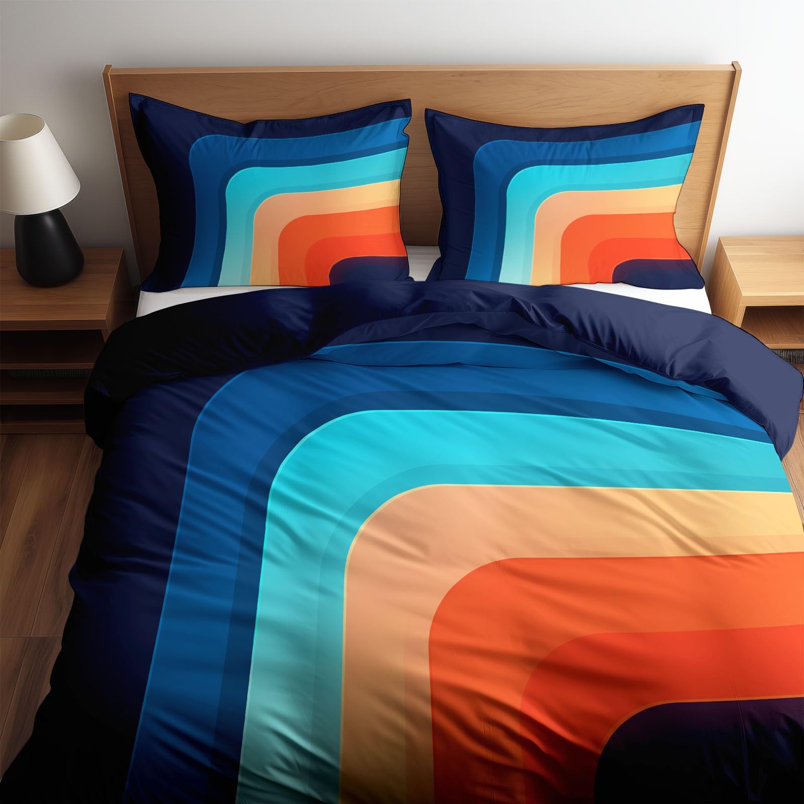 Parure de lit 220x240 cm avec housse de couette imprimé bleu nuit en microfibre douce