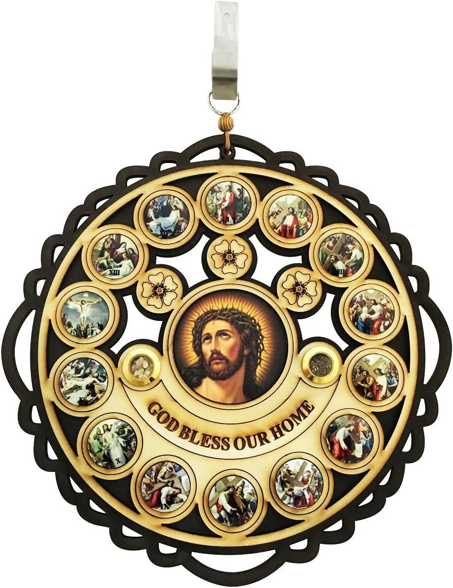 Stations of the Cross Wall Plate 10"x 10" "God Bless Our Home"