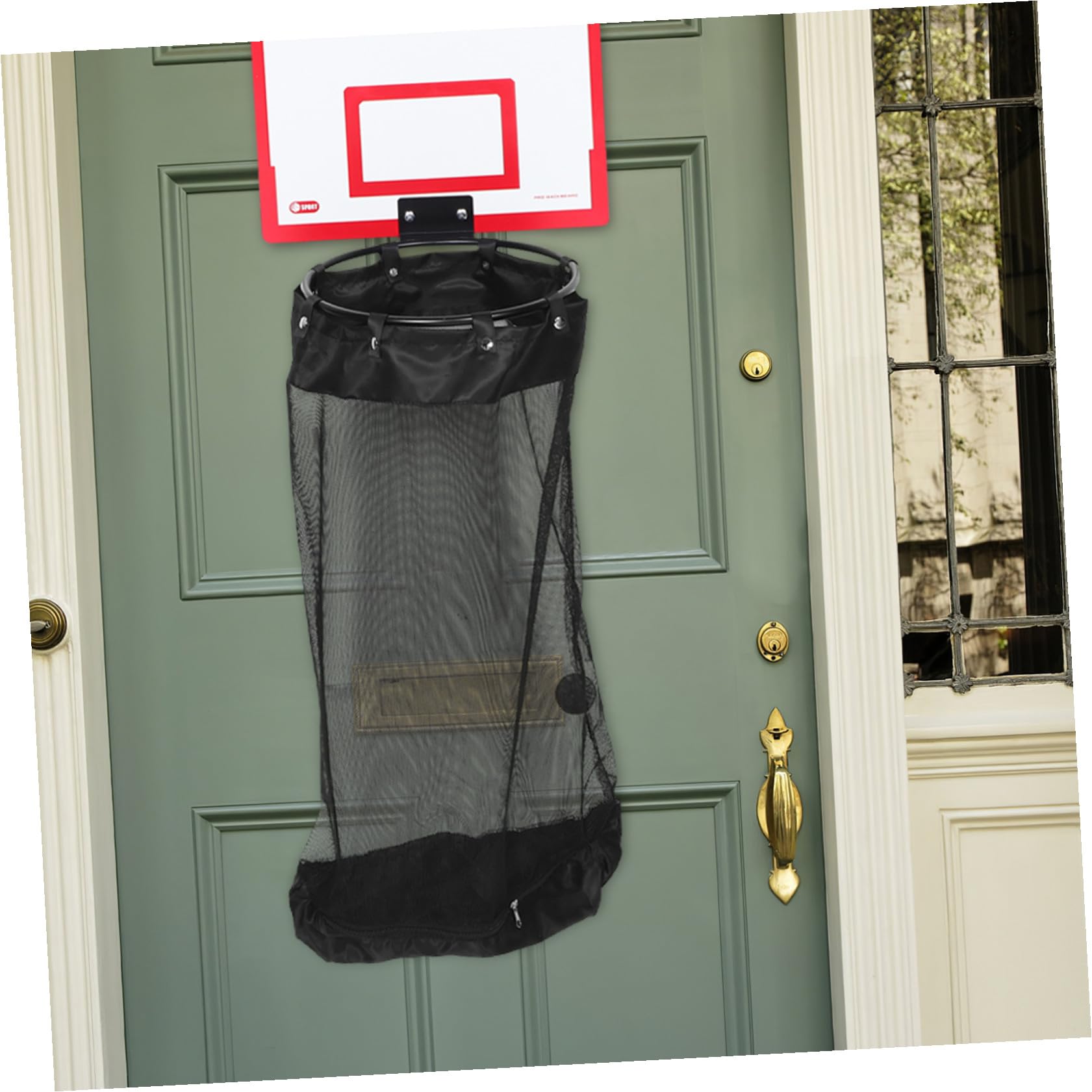 Healeved Wäschekorb Basketballkorb zum Aufhängen Faltbarer Wäschesack aus Netzgewebe mit Türhaken Platzsparend für Kinderzimmer Badezimmer und Studentenwohnheim
