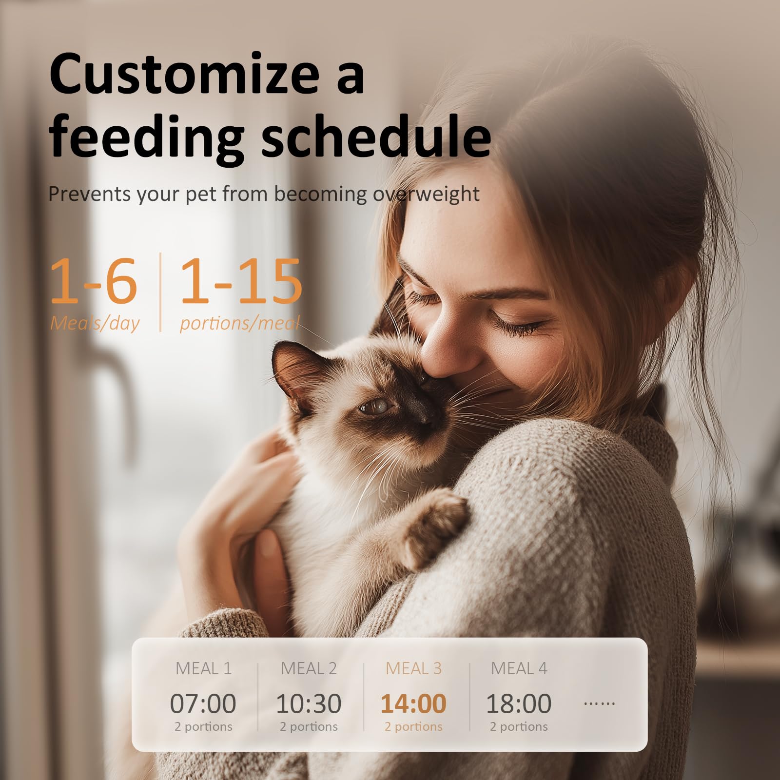 IMIPAW PET Automatischer Katzenfutterspender: 4-Liter-Katzenfutterspender, präziser automatischer Futterspender, programmierbar für 1–6 Mahlzeiten, leicht zu reinigen und doppelte Leistung mit