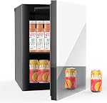 Erivess 1.6 Pieds cubiques Mini Réfrigérateur, 70 Réfrigérateur de boisson autonome avec contrôle de température pour la bière de soude, distributeur de boissons sous comptoir avec étagères réglables & Affichage numérique (Argent)