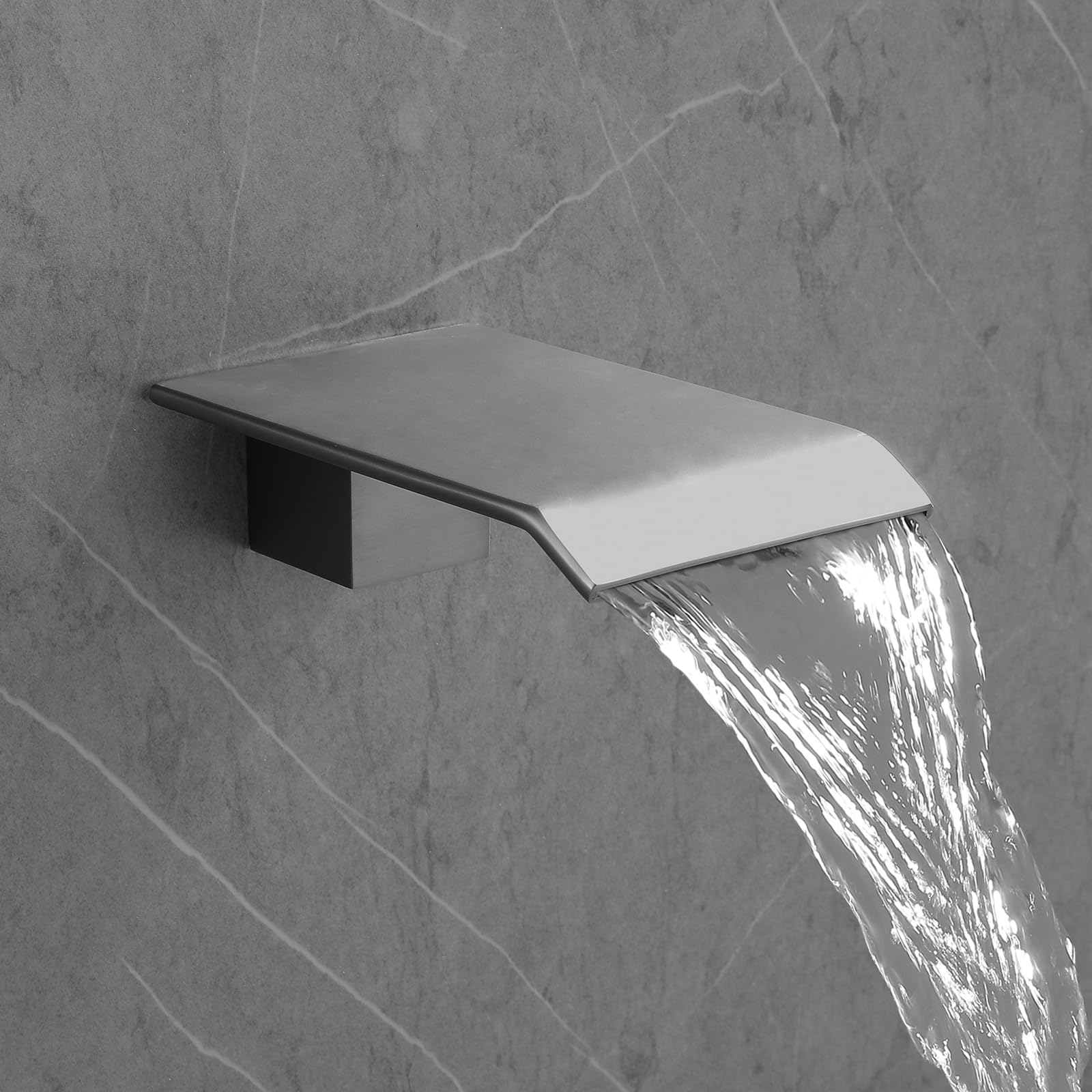 Hcfyauis Brushed Nickel High Flow Bathroom Bathtub Tub Spout 1/2" Npt Connector Wall Mount Roman Waterfall Tub Spout Wall Mount Tub Filler Faucet Sprayer Waterfall Sink Spouts,