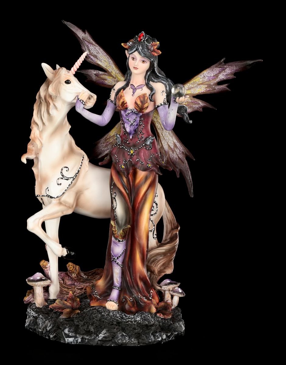 Elfen Figur Weißem, Liegenden Hirsch - Adoration | Fantasy-Figur, Mit Schmucksteinen Verziert, Handbemalt