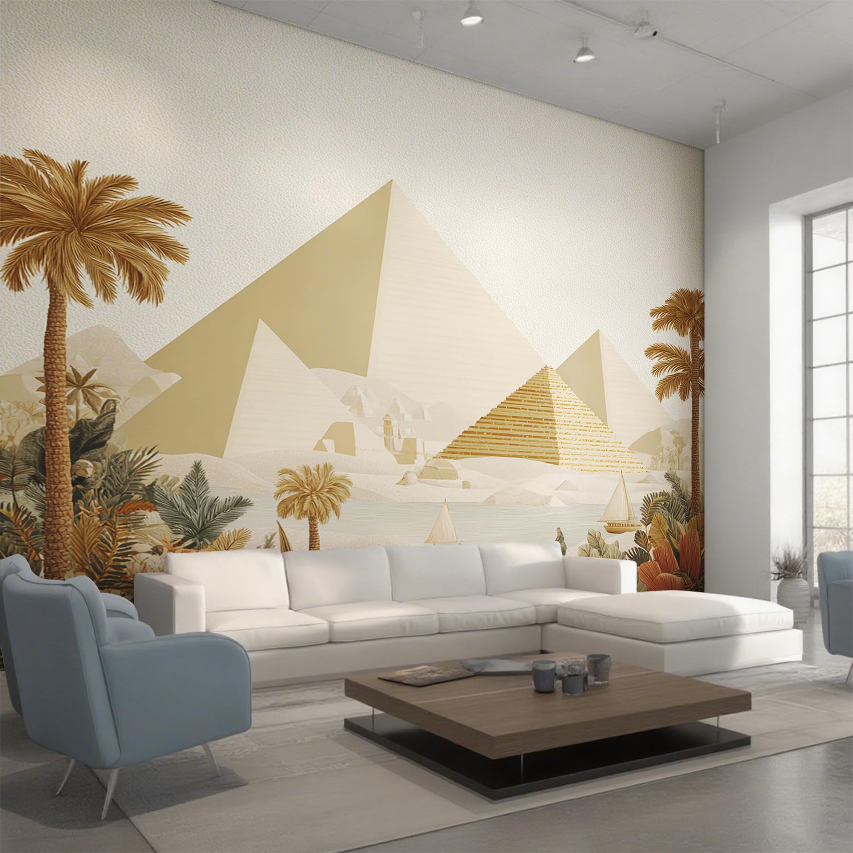 Générique Papier Peint Pyramide Papier Peint Panoramique égypte Paysage égyptien Ancien Papiers Peints Intissé Fresque Murale, Decoration Chambre Salon, 310 x 250 cm 3I&XA