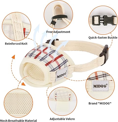 Miniatura 4 de Bozal para perro, bozal estampado para mascotas para perros pequeños, medianos y grandes, antimordeduras, ladridos, masticar, malla de aire,