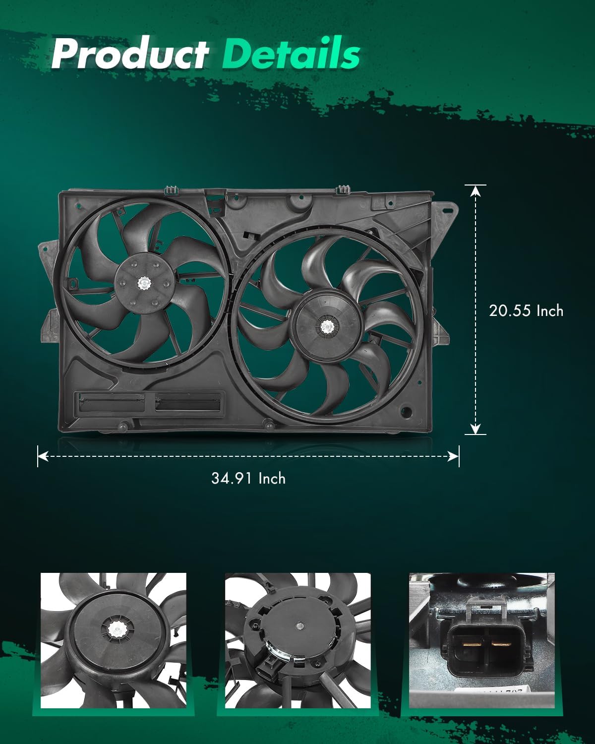 SCITOO Engine Radiator Cooling Fan Assembly Compatible for Ford 2016-2019 for Explorer 2013-2019 for Police Interceptor Sedan 3.7L 2013-2019 for Taurus 3.5L Replace 621564