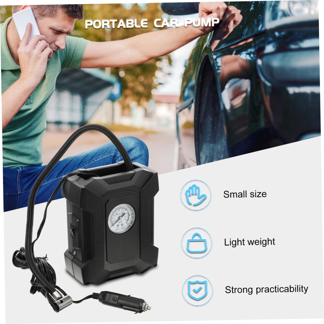 Gatuida Bomba de Aire Eléctrica Portátil para Coche Compresor de Aire para Coche Inflador de Neumáticos para Automóvil