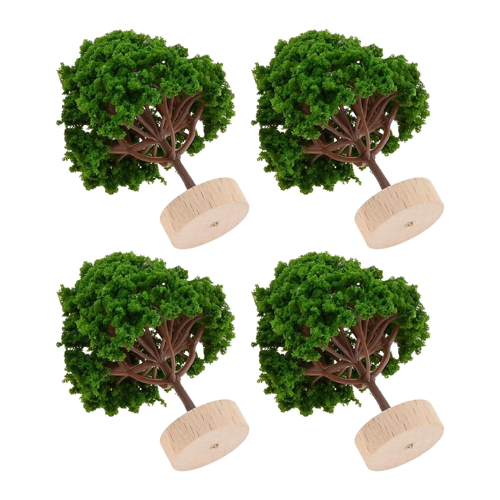 DUNSBY Model Trees 4Pcs Green Miniature Model Trees with Base Train Scenery Architecture Tree for DIY Crafts Building Landscape(7x4.5cm)
