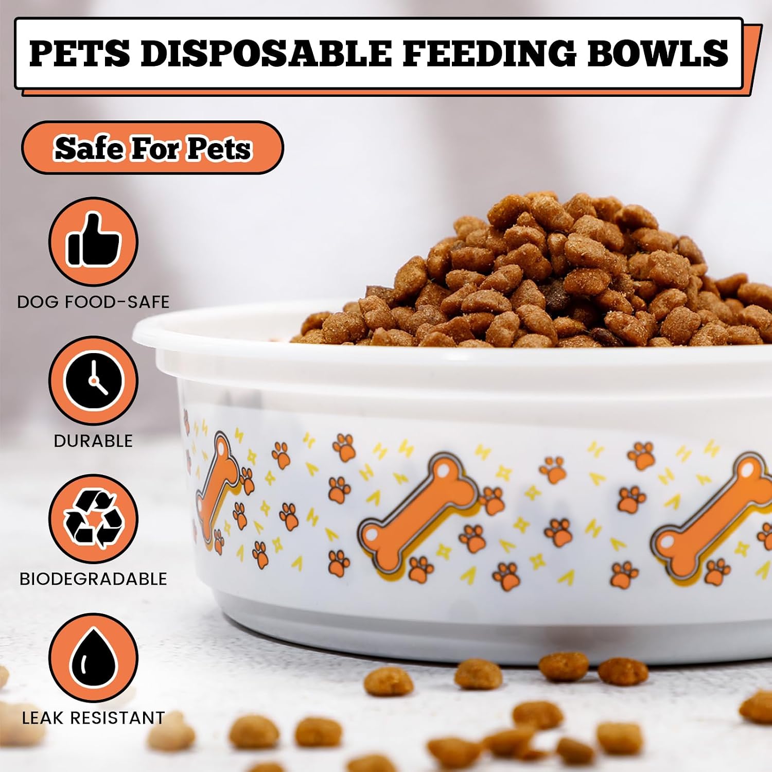 100 Pcs Disposable Dog Bowls 18 oz Plastic Pet Feeding Bowls image 3