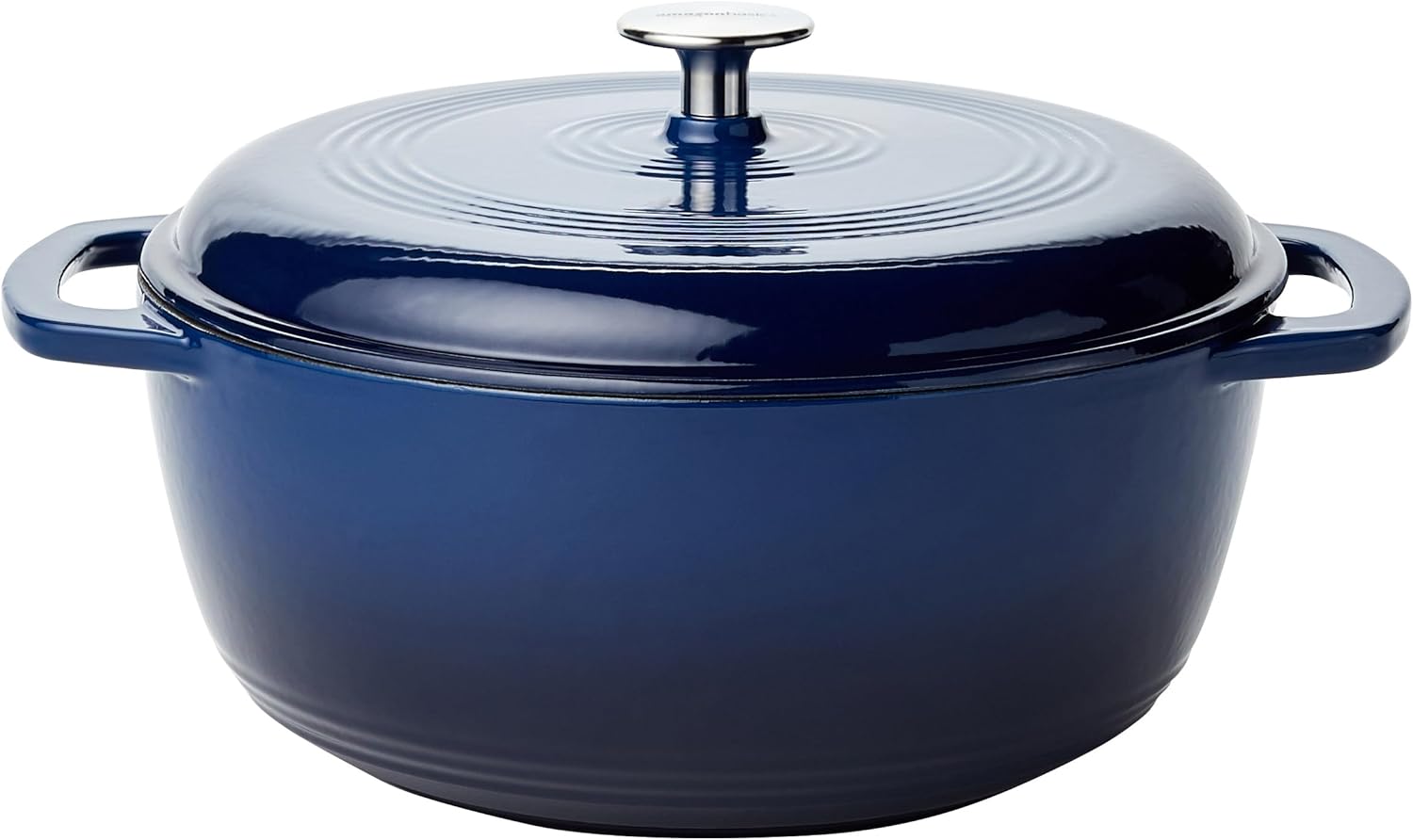Amazon Basics Enameled Cast Iron Covered Dutch Oven, 6Quart, Navy