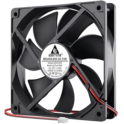 GDSTIME Rodamientos de bolas duales 4.724in x 4.724in x 0.984in 5 pulgadas 12 V ventilador de escape de refrigeración CC sin escobillas