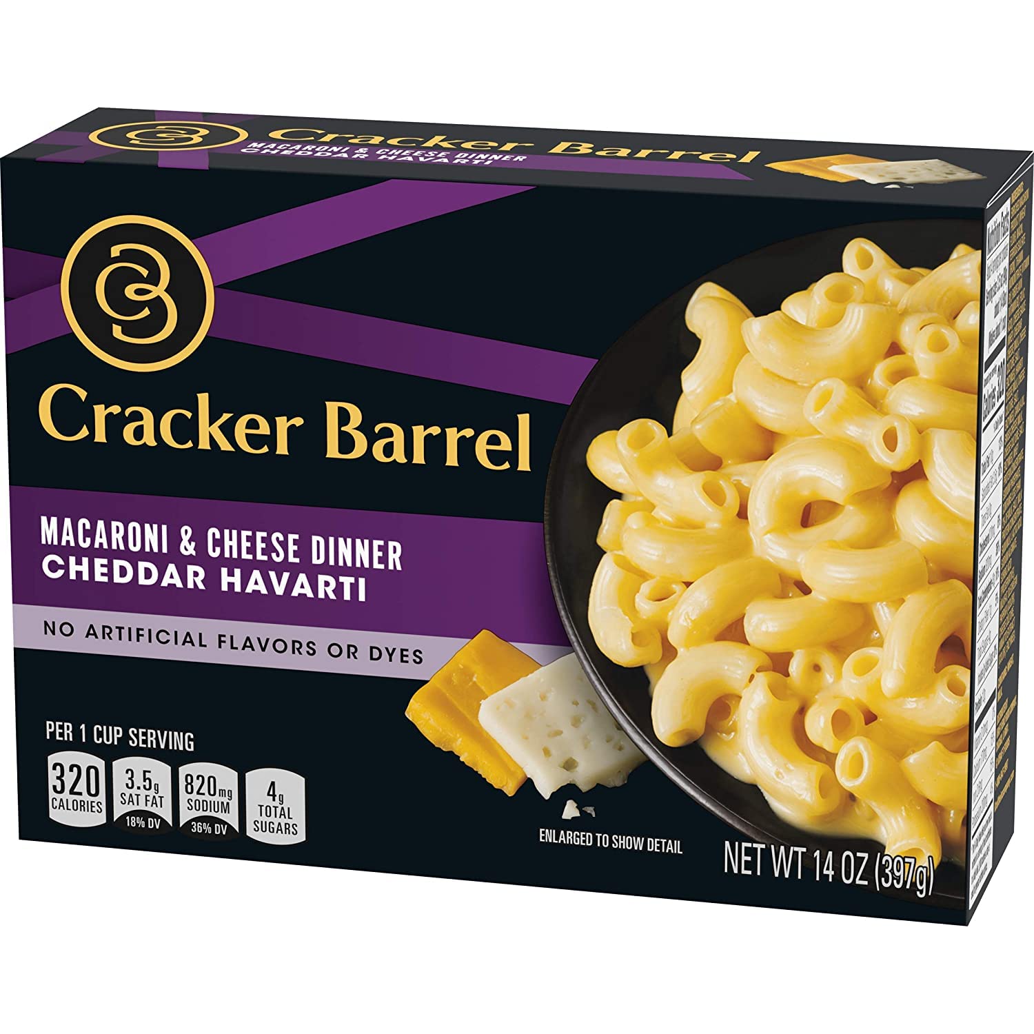 Macaroni and Cheese by Cracker Barrel in 3 Variety Packs - Sharp Cheddar, Cheddar Havarti and Sharp White Cheddar Flavor, An Instant Mac and Cheese Dinner Meal for the Whole Family, Pantry Staples in 14 Oz Box Each