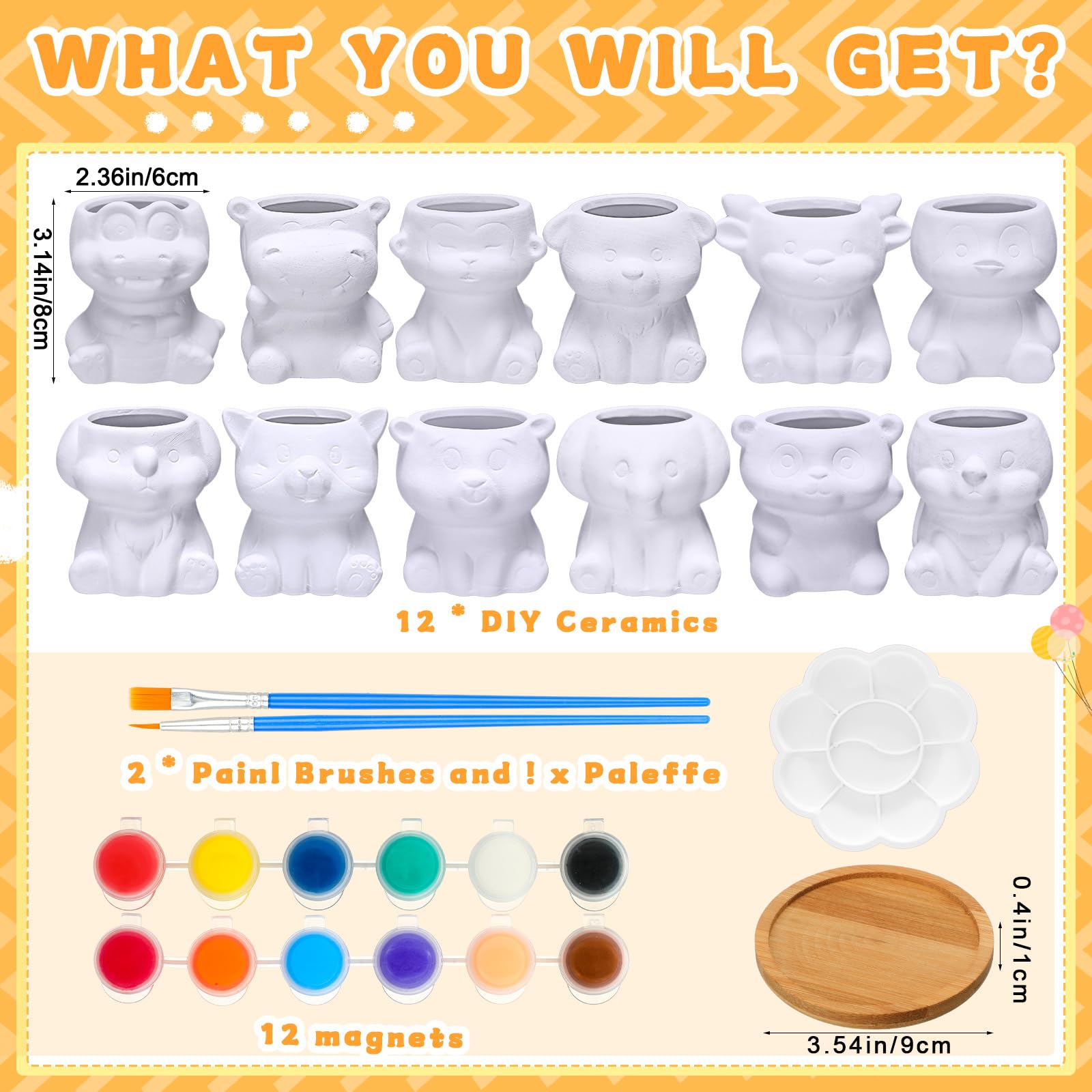 Hushee 12 Sets Ceramic Succulent Planters Paintable