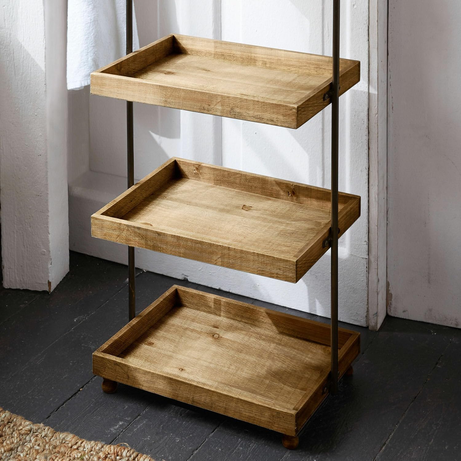 Loberon Etagere Lasse, braun/schwarz