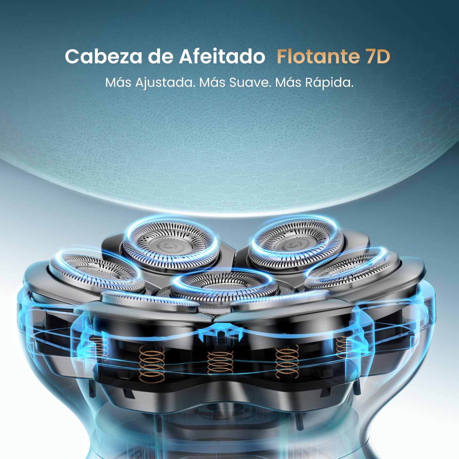 MAXGROOM Afeitadora Cabeza Hombre PRO, Maquina Afeitar Hombre, Afeitadora para Calva en Seco y Húmedo, 140 Mins de Uso, 7 Cabezales, Magnético, 100% impermeable