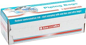 KEE-SEAL ULTRA Disposable Pastry Bags, Piping Bag with Non-Slip Outer Surface, Smooth-Flow Interior, Easy Tear Perforation, Convenient Dispenser Box, 21-Inch, Clear