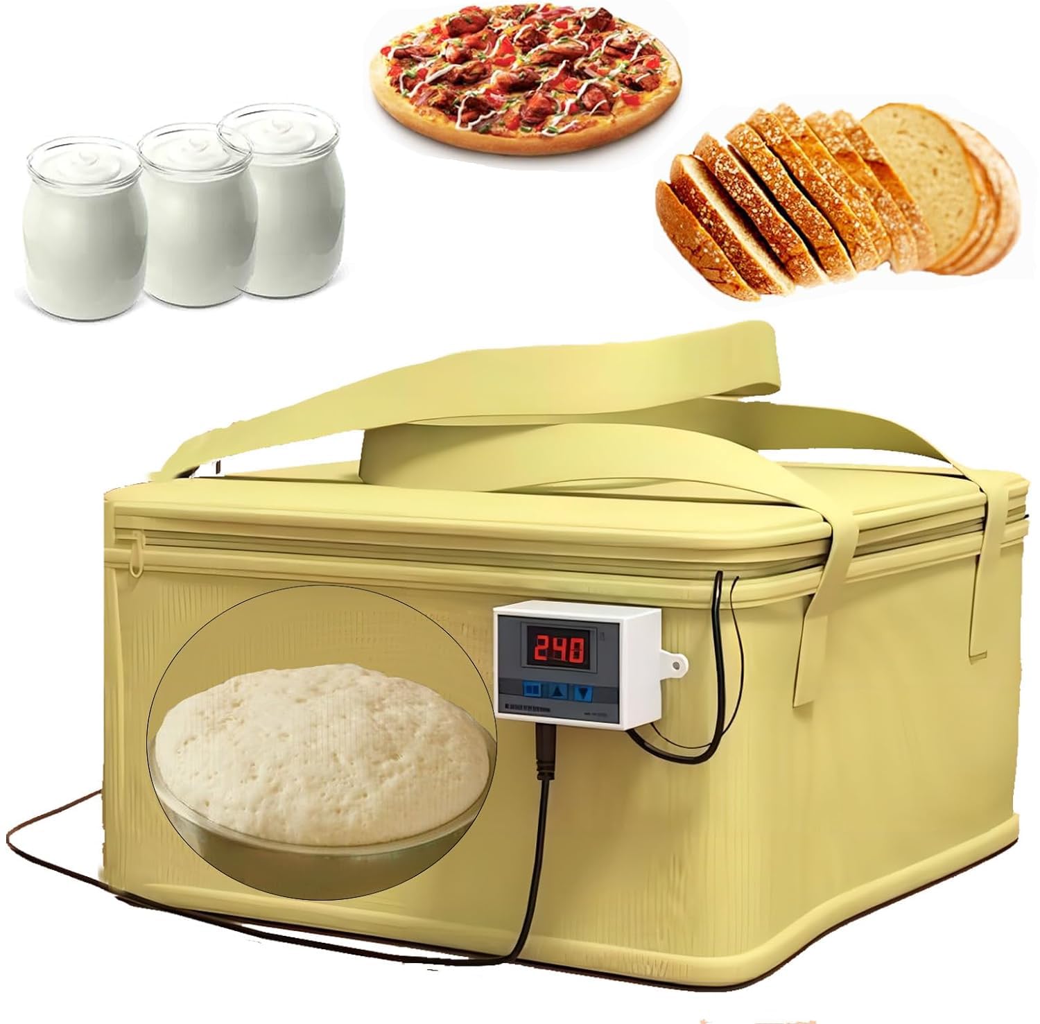 Odporny na ciasto z podgrzewaczem do pieczenia chleba, pizzy, jogurtu i Natto, pudełko do kontroli temperatury