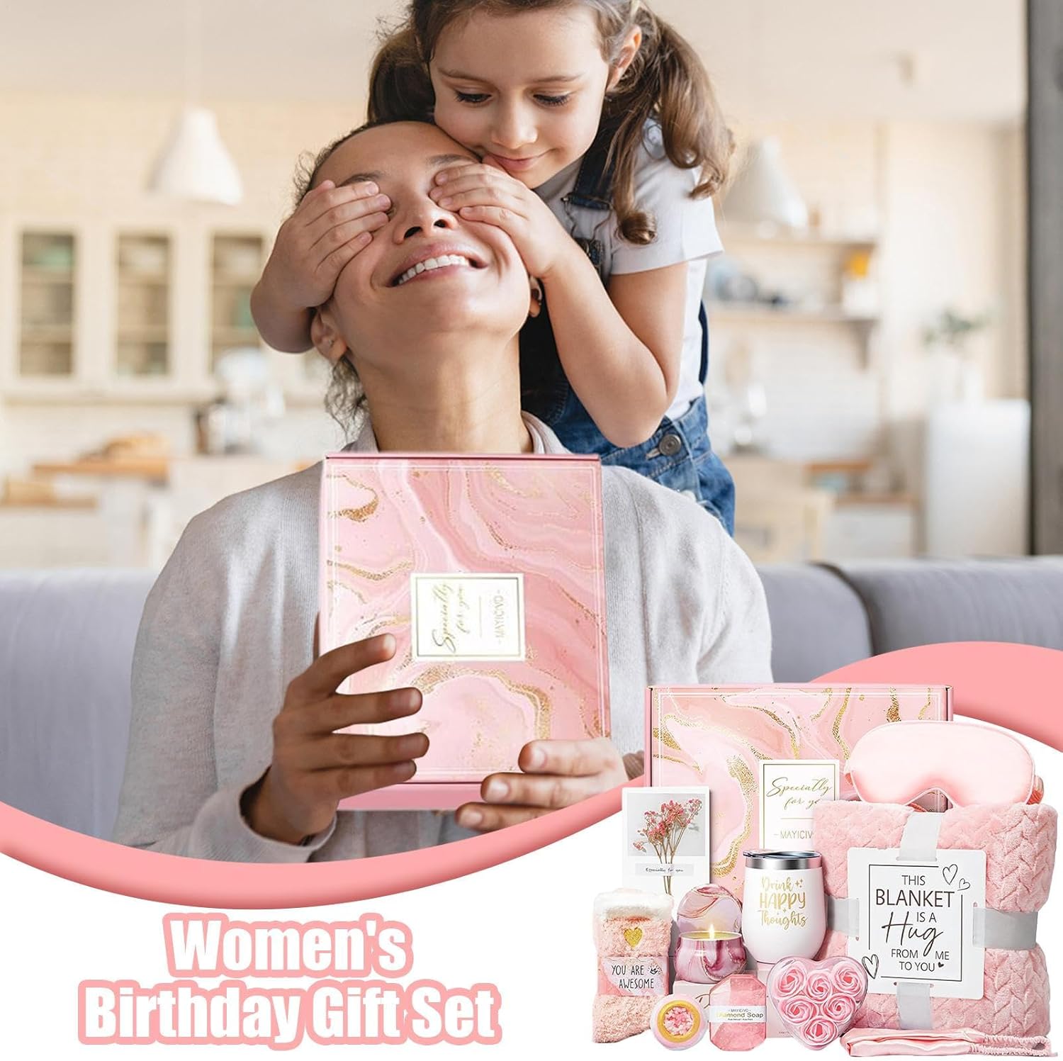 女性用セルフケアセット - セルフケアバースデーバスケット |ウェルネス ラグジュアリー リラクゼーション セット フランネル ブラ