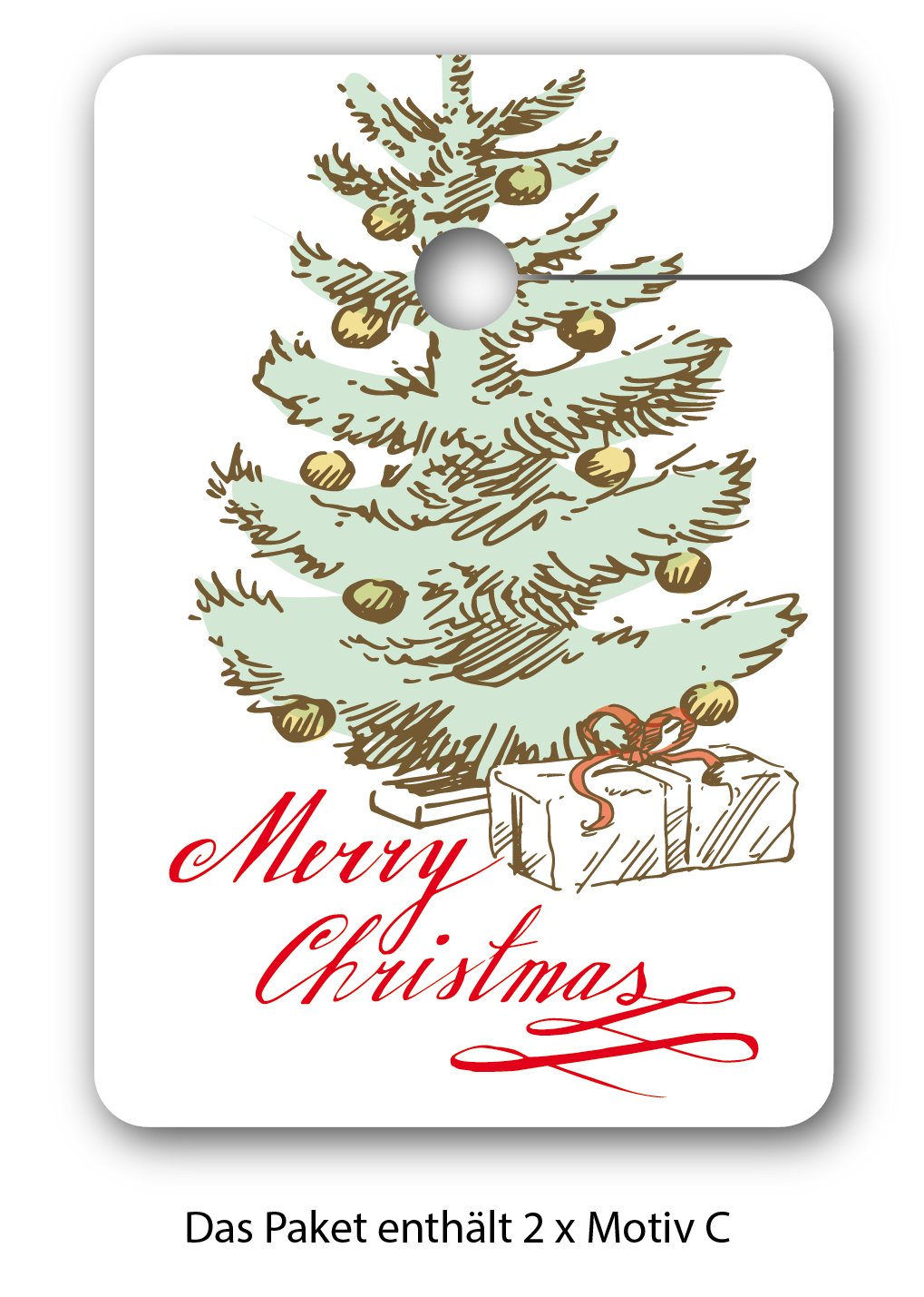 Weihnachts Geschenkanhänger, Papieranhänger (80Stk) für Weihnachten im Vintage Look mit Hirsch, Schneemann, Eichhörnchen und Tannenbaum: Merry Christmas • Geschenk Deko Geschenkverpackung