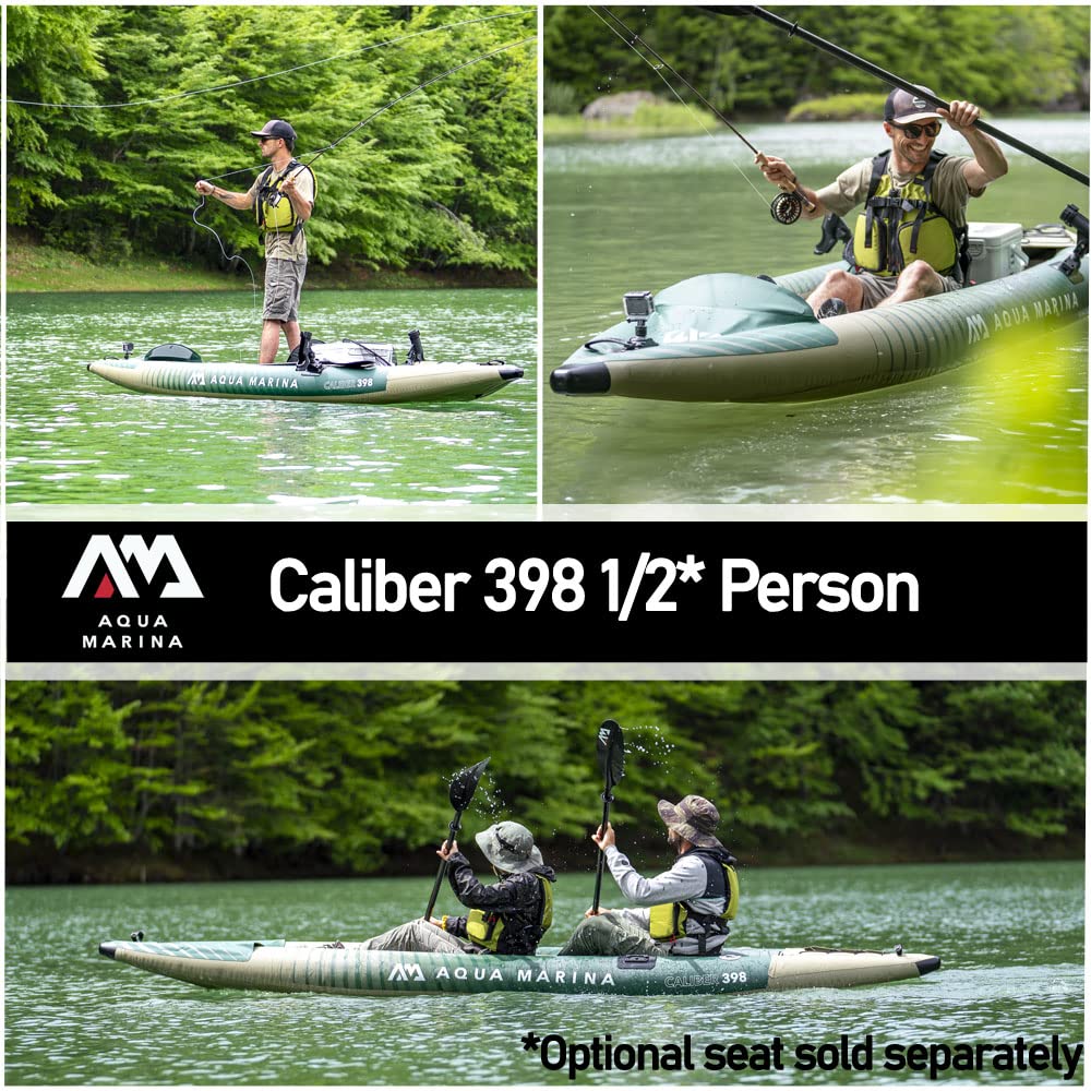 Aqua Marina CALIBER 398 Kajak Fusion, wędkarski, dla 1/2 osób, 398 cm, zielony