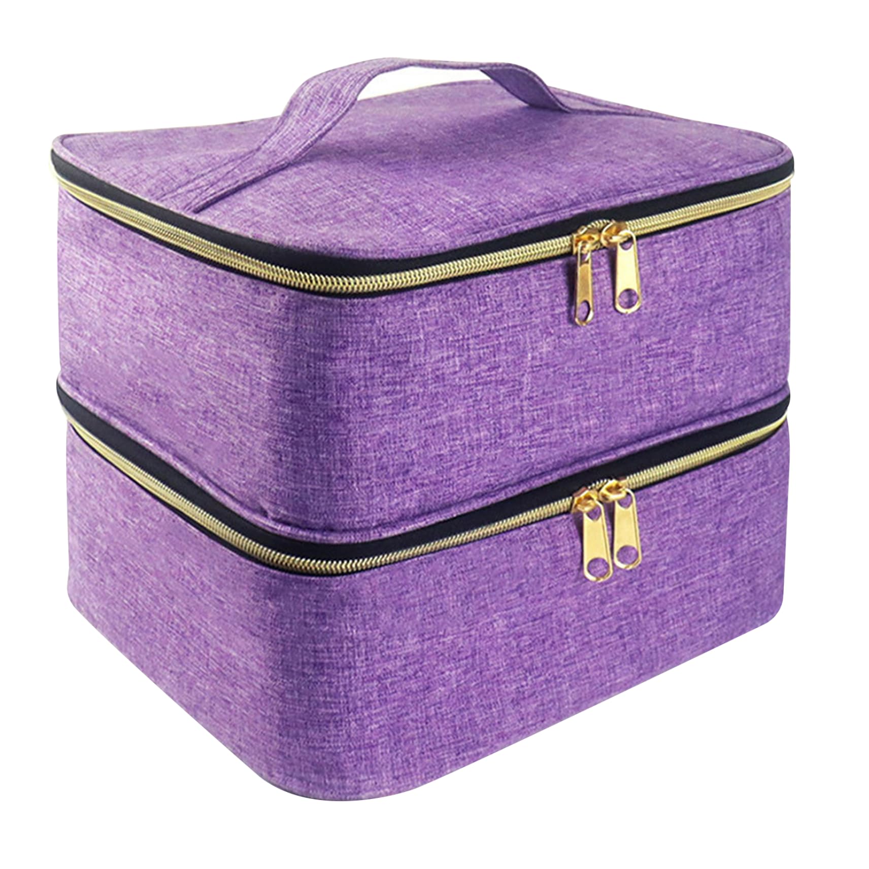 Caja de costura grande de 2 capas con asa y cremalleras, elegante estuche de almacenamiento morado para hilos de coser, agujas y accesorios, perfecto para entusiastas de las manualidades