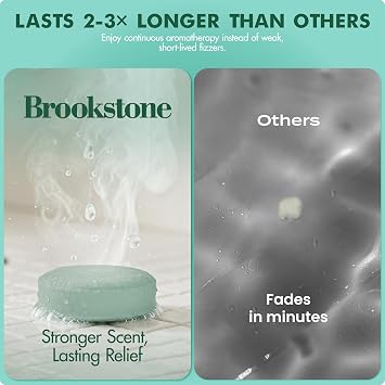 Brookstone Shower Steamers Aromatherapy 12 Tablets - Christmas Stocking Stuffers for Men, Birthday Gifts for Women, Green Elephant, Relaxation, Self Care - Shower Steamers Clean Breeze
