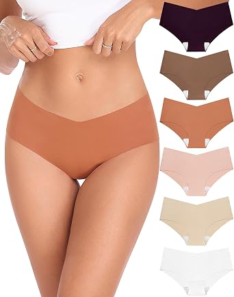 Xibing Seamless Underwear for Women No Show Panties Cheeky Bikini Underpants Soft Stretch Invisible Hipster 6-Pack Size XS-XL