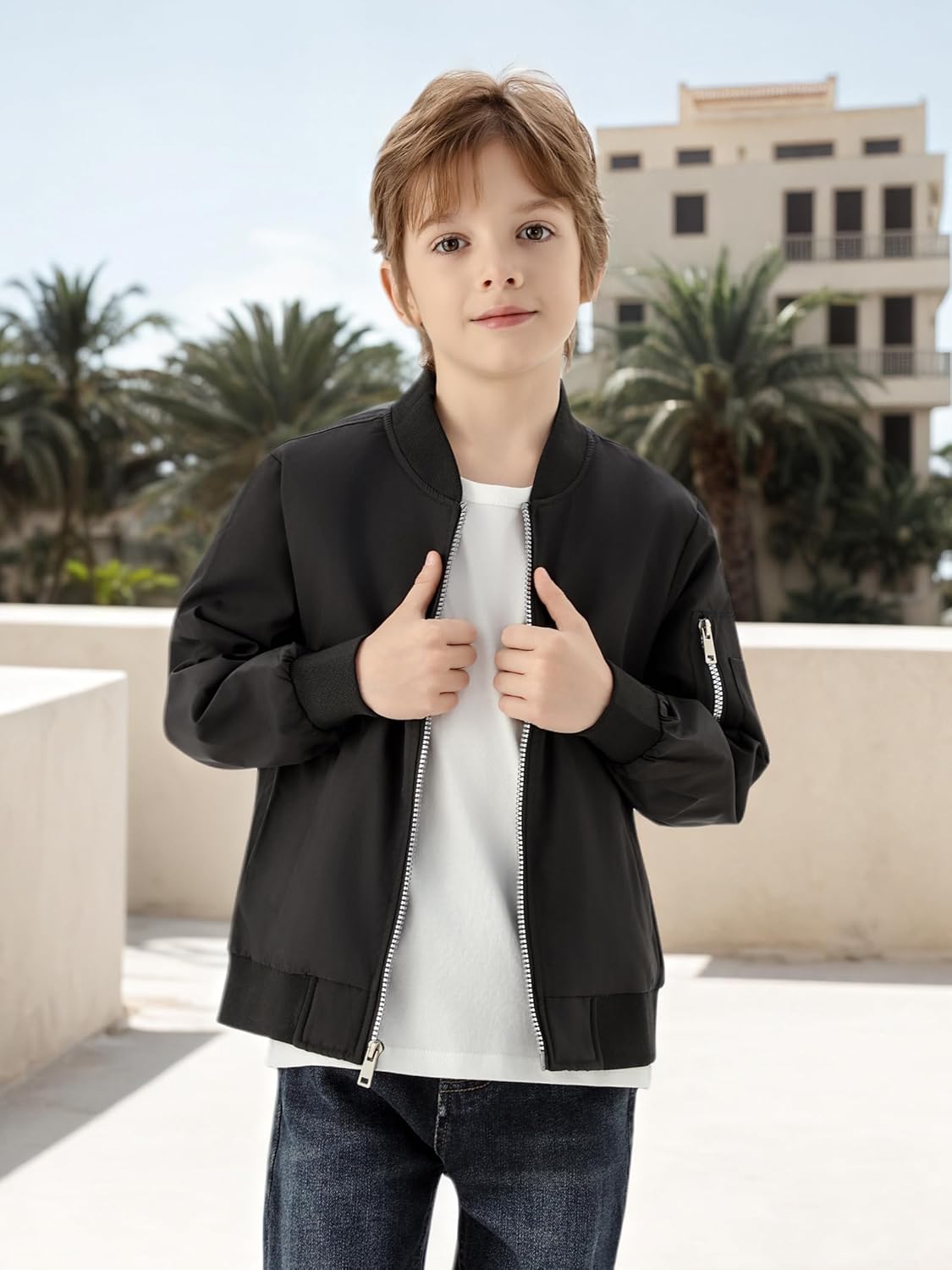 WULFUL Boy's Bomber Jackets Kids Spring Fall Zip Up Varsity Windbreak Jackets - Image 2