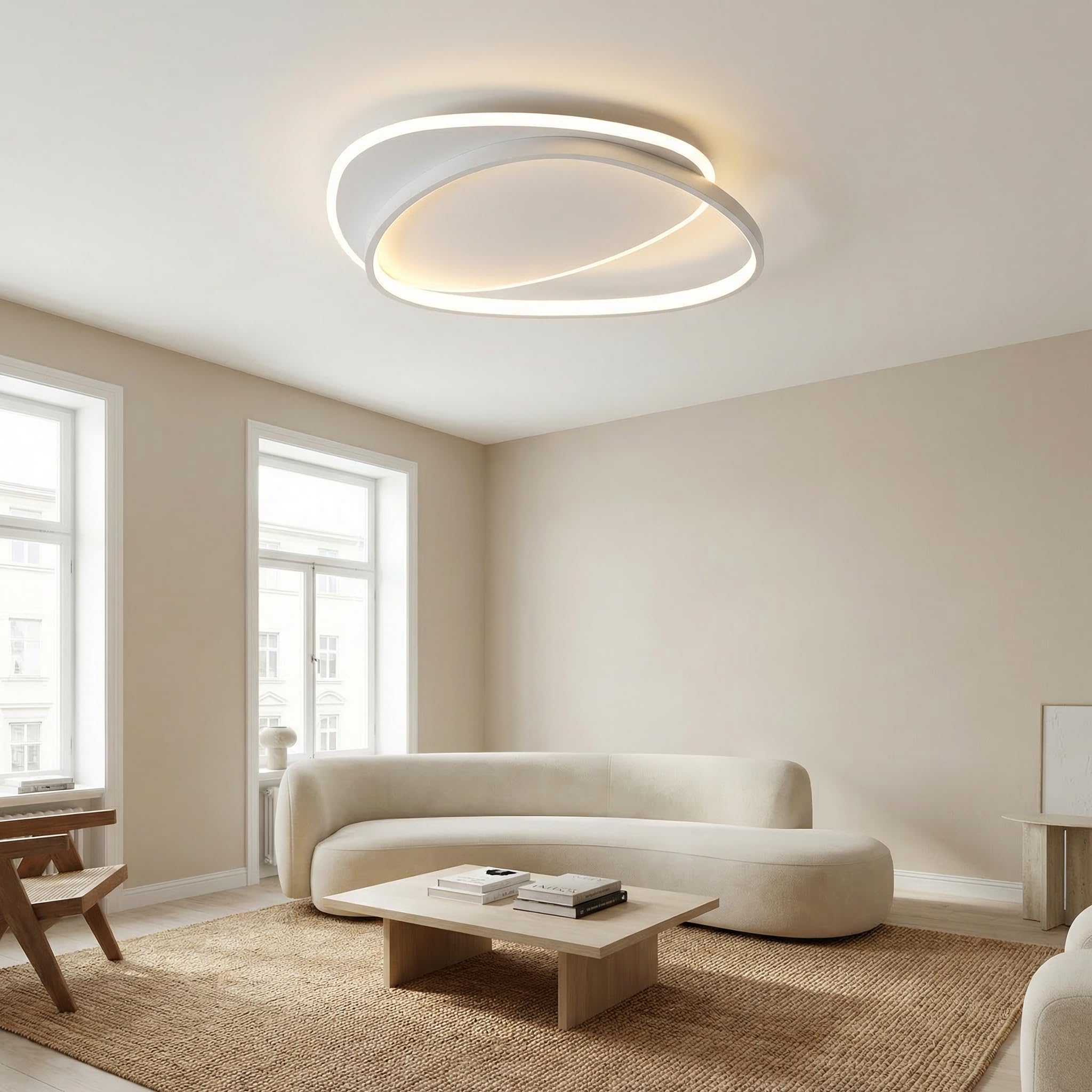 Deckenlampe Wohnzimmer,Deckenleuchte Schlafzimmer 50cm Dimmbar | LED lampe decke Für Schlafzimmer Wohnzimmer Esszimmer Büro,42W 3000K-6500K,Geometrische Minimalistische