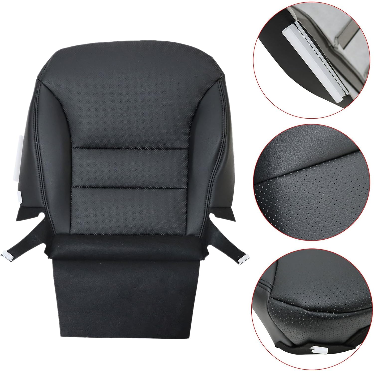 Priprilod Perforated Black Leather Front Driver Side Bottom Replacement Seat Cover Compatible with Honda CRV 2005 2006 2007