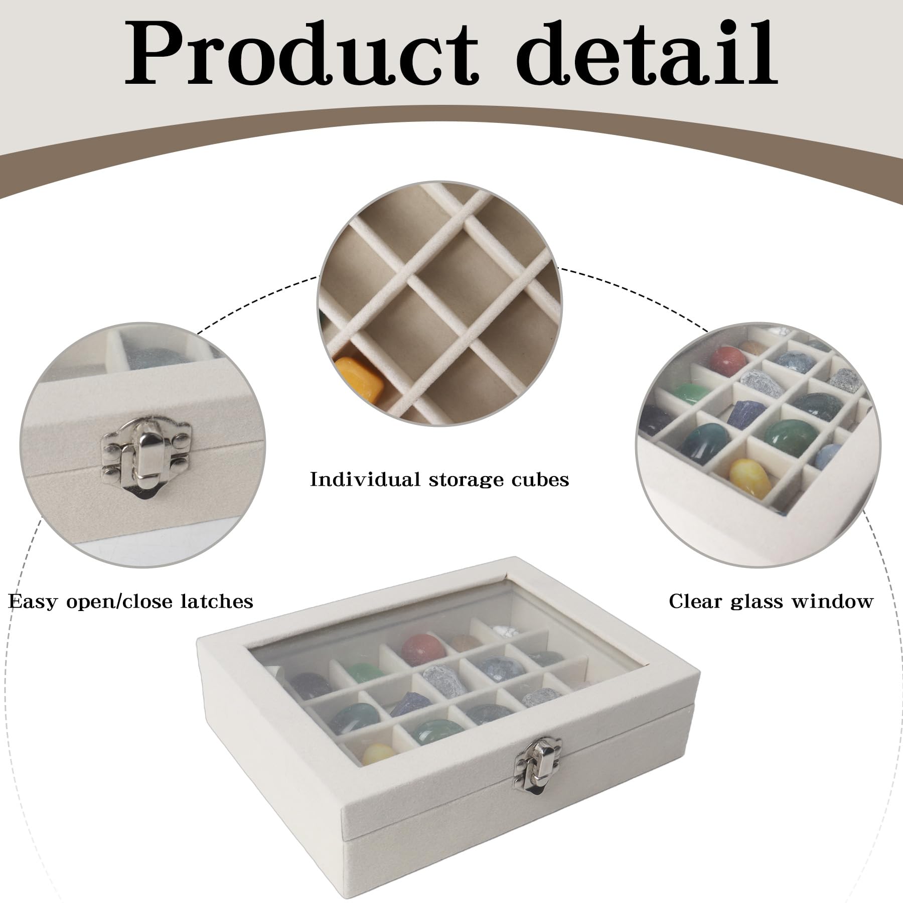 Boîte De Collection En Bois Avec 24 Cases Pour Pierres, Gemmes Et Petits Trésors - Couvercle Transparent - 12