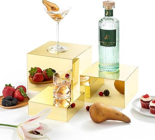 Vista 10 de Red Co. Juego de 3 elevadores de acrílico blanco brillante con fondo hueco