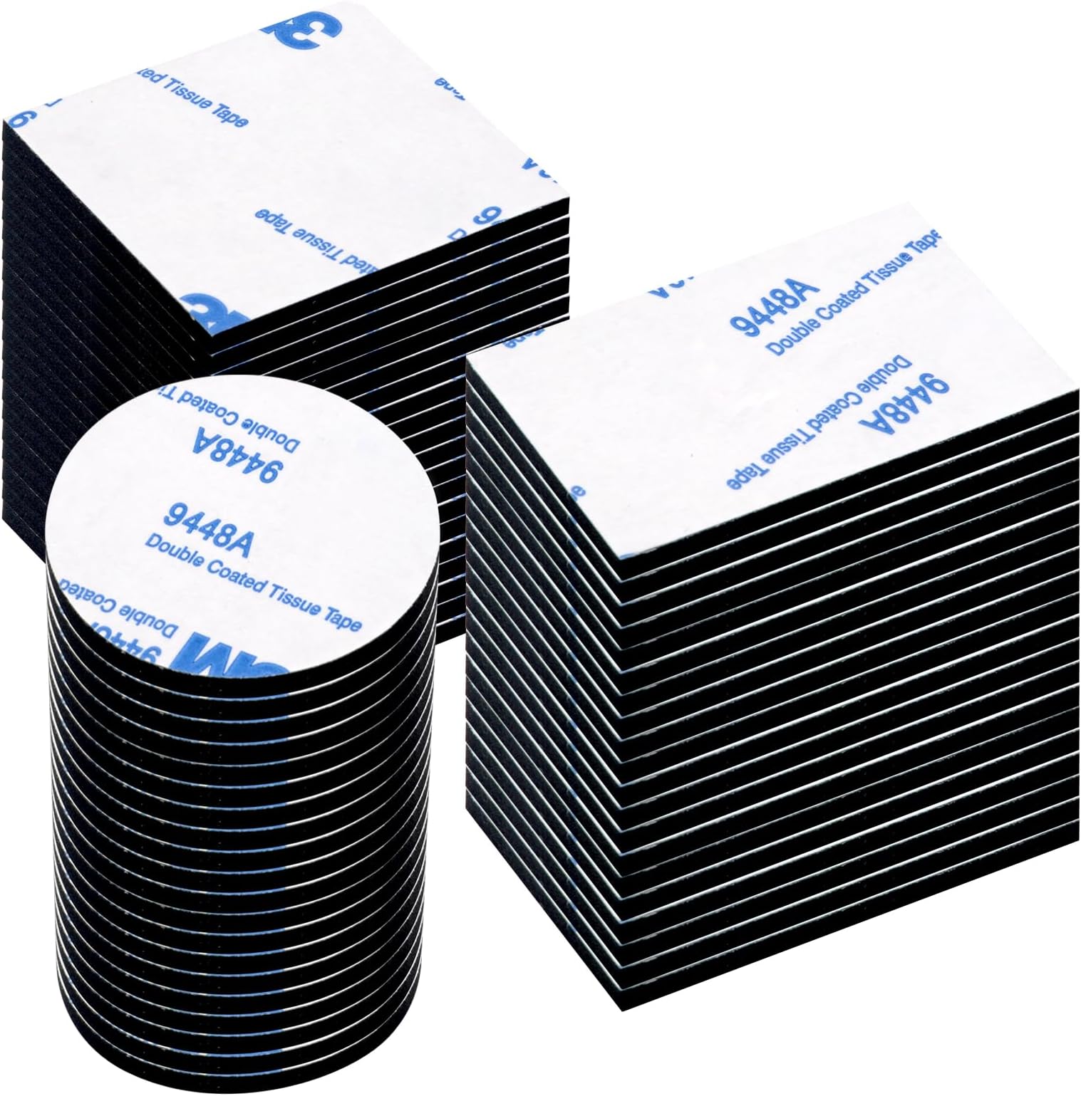 Double Sided Sticky Pads 60 Pcs Heavy Duty Strong Mounting Adhesive Foam Pads, Waterproof Double Sided Sticky Tape for Picture Car Home Office, Square (4cm) Round (3cm) Rectangle (3 * 5cm)