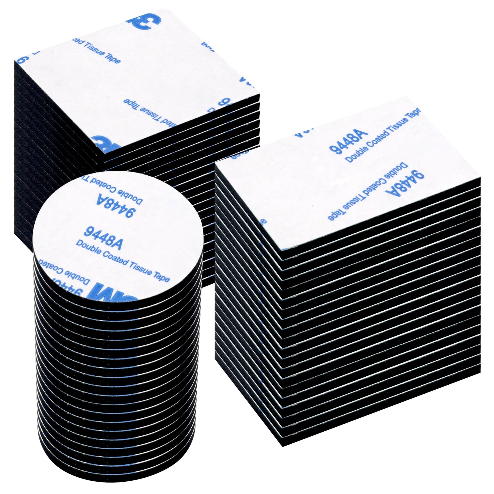 Double Sided Sticky Pads 60 Pcs Heavy Duty Strong Mounting Adhesive Foam Pads, Waterproof Double Sided Sticky Tape for Picture Car Home Office, Square (4cm) Round (3cm) Rectangle (3 * 5cm)