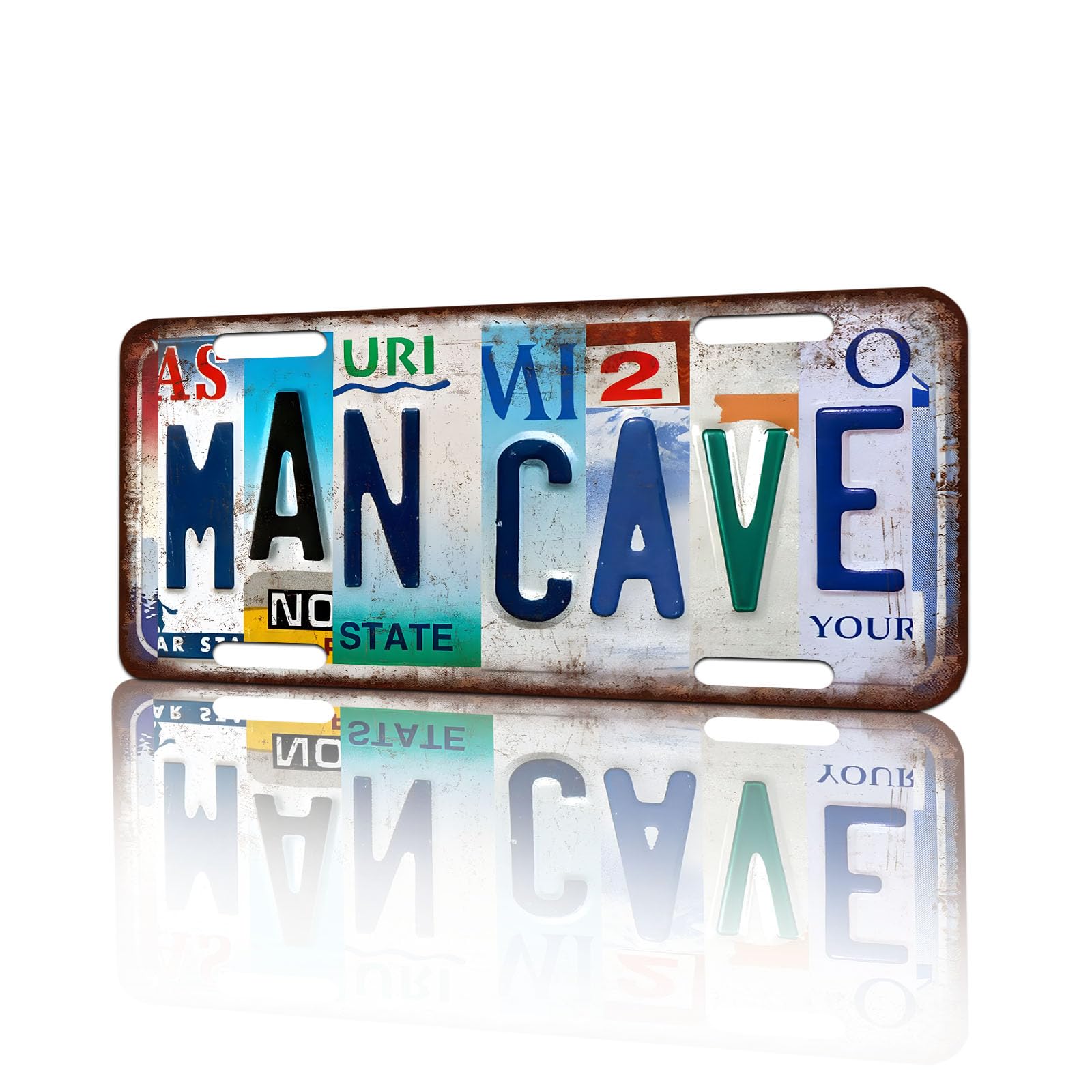 Vintage License Plate Wall Decor Man Cave Tin Sign for Home Office Garage Bar Restaurant Living Room Garden Yard 12 x 6 Inches (25187)
