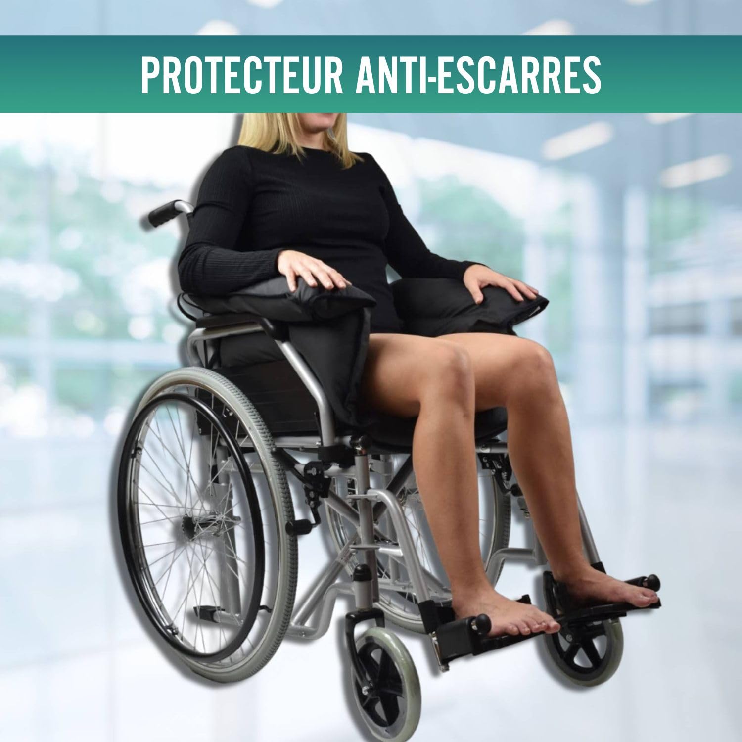 OrtoPrime Protecteur Coussin Anti-escarres pour Fauteuil Roulant + Coussin Anti Escarres pour Fauteuil - Prévient Les Ulcères de Pression et Augmente Le Confort - Coussin Coccyx de Siège Orthopédique