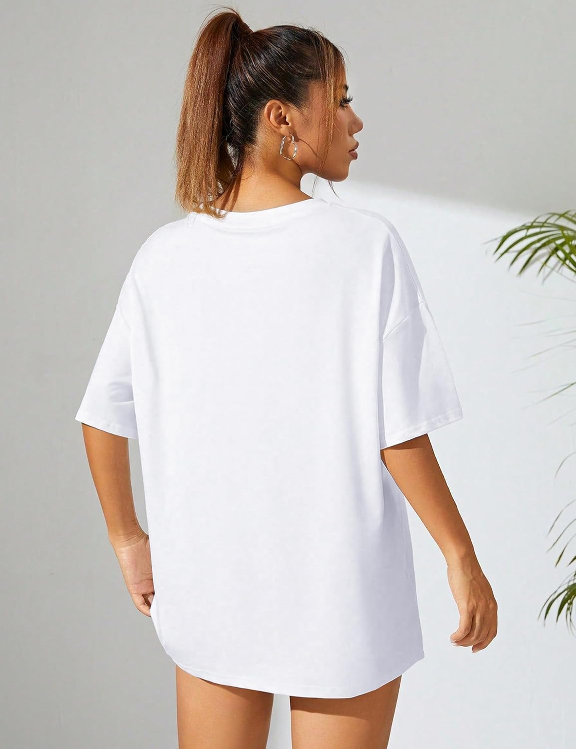 Women's Oversized T-Shirts Short Sleeve Crewneck Summer Tops Casual Loose Fit Workout Basic Tee Shirts - Image 7