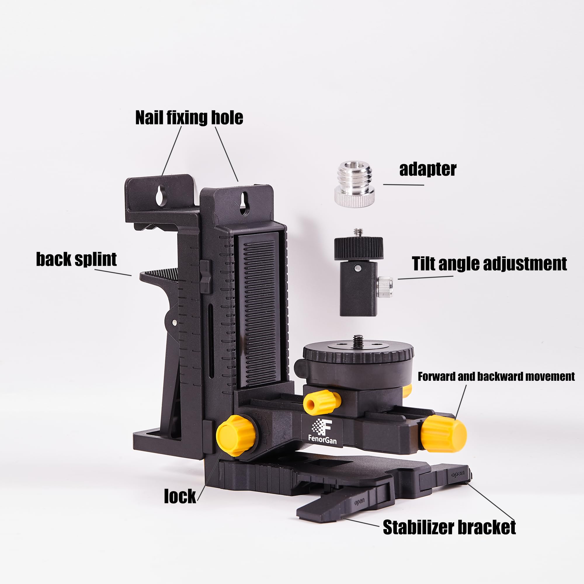 Kit de accesorios de nivel láser FenoGan base de 360°, soporte de estabilidad de base mejorado, con interfaz roscada de 5/8 pulgadas, base giratoria magnética multifuncional con ajuste de ángulo de