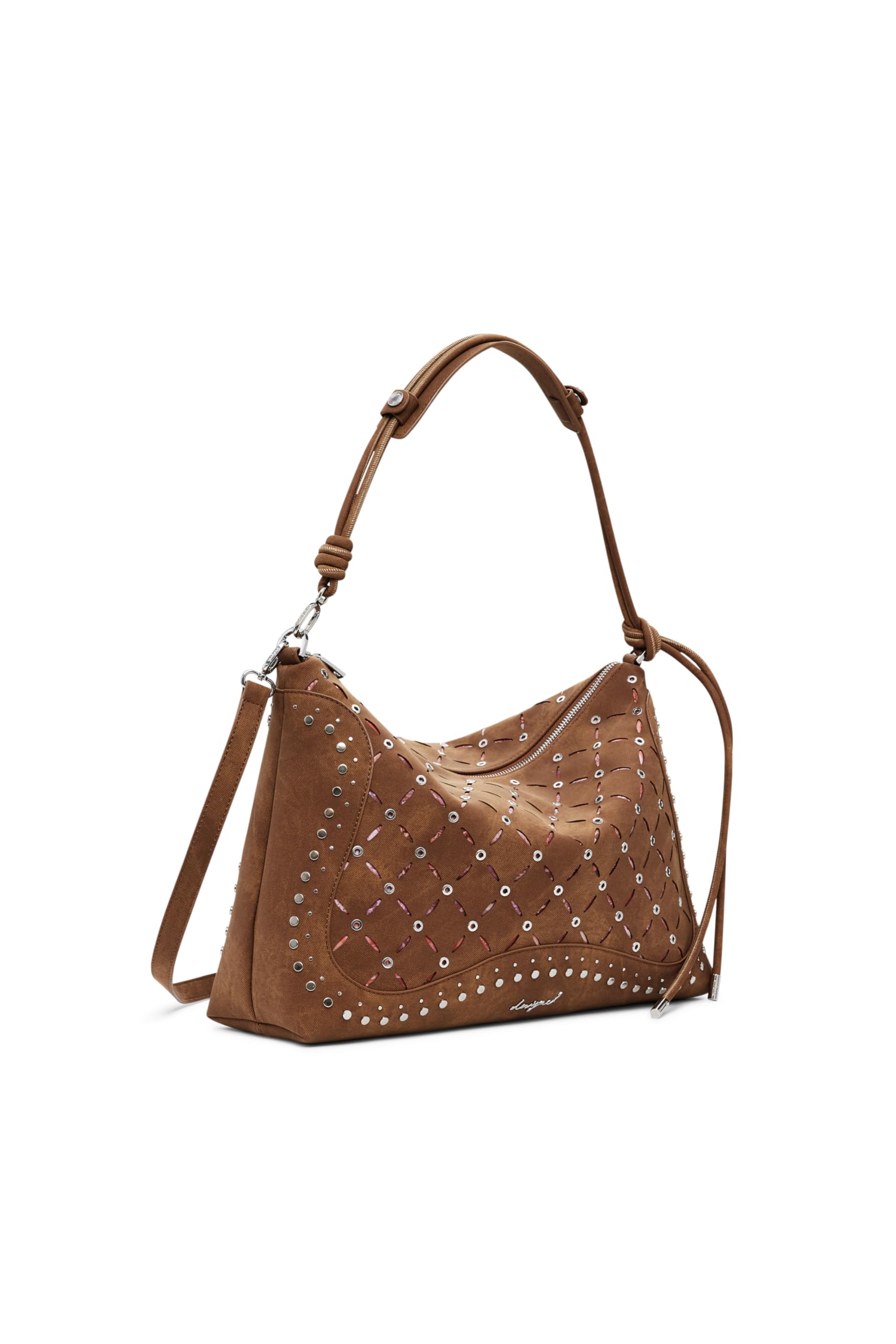 Desigual Marrón Bolso De Hombro Bolso Bandolera Leiria Yankee Shoulder Bag Camel