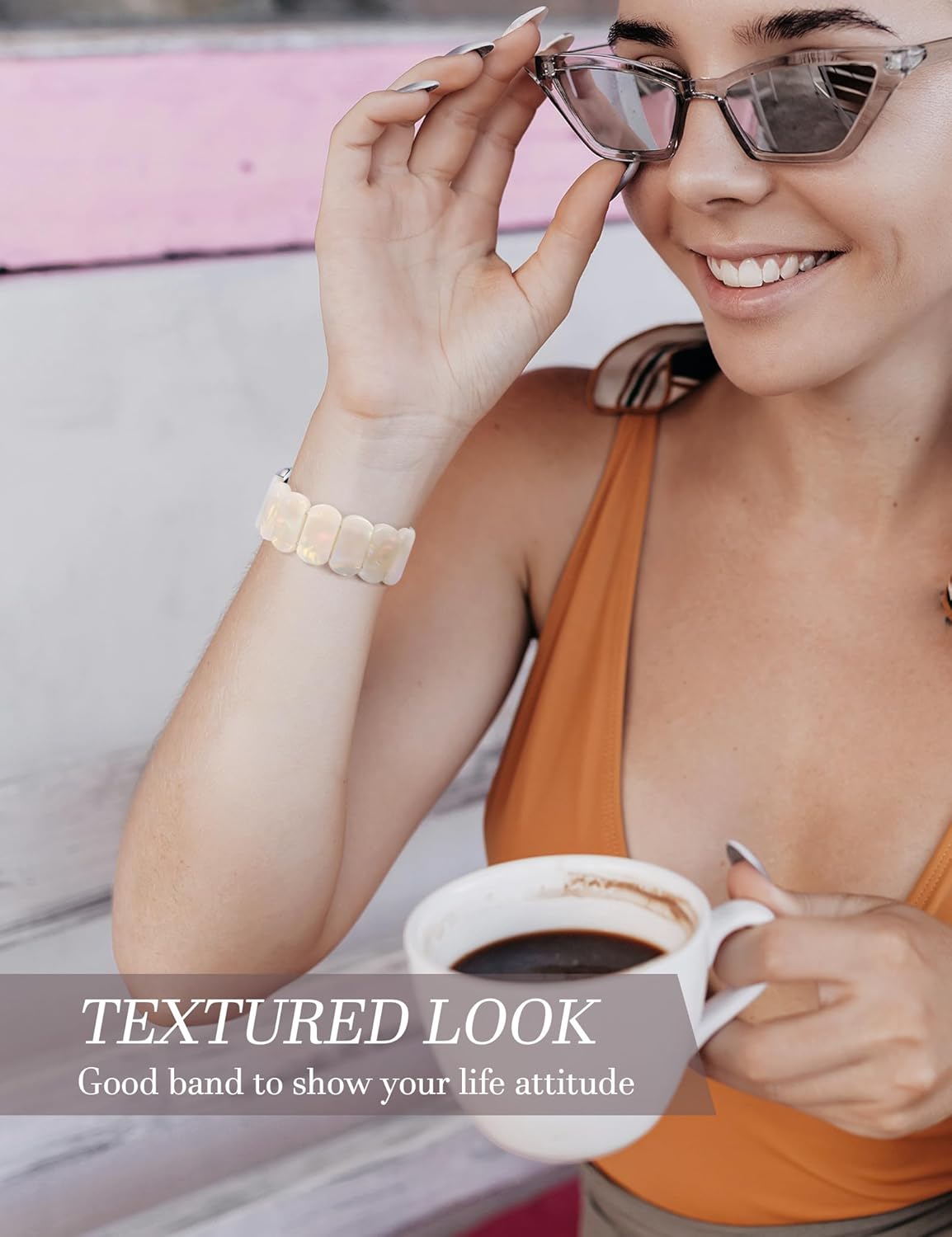 Resin Stretchy Watch Bands Women Compatible with Apple Watch 42mm(S3/2/1) 44mm 45mm 46mm 49mm Tortoise Light Bracelet Beaded Elastic Strap iWatch Series11/10/9/8/7/6/5/4/3/2/1/SE/Ultra (S) - Image 6